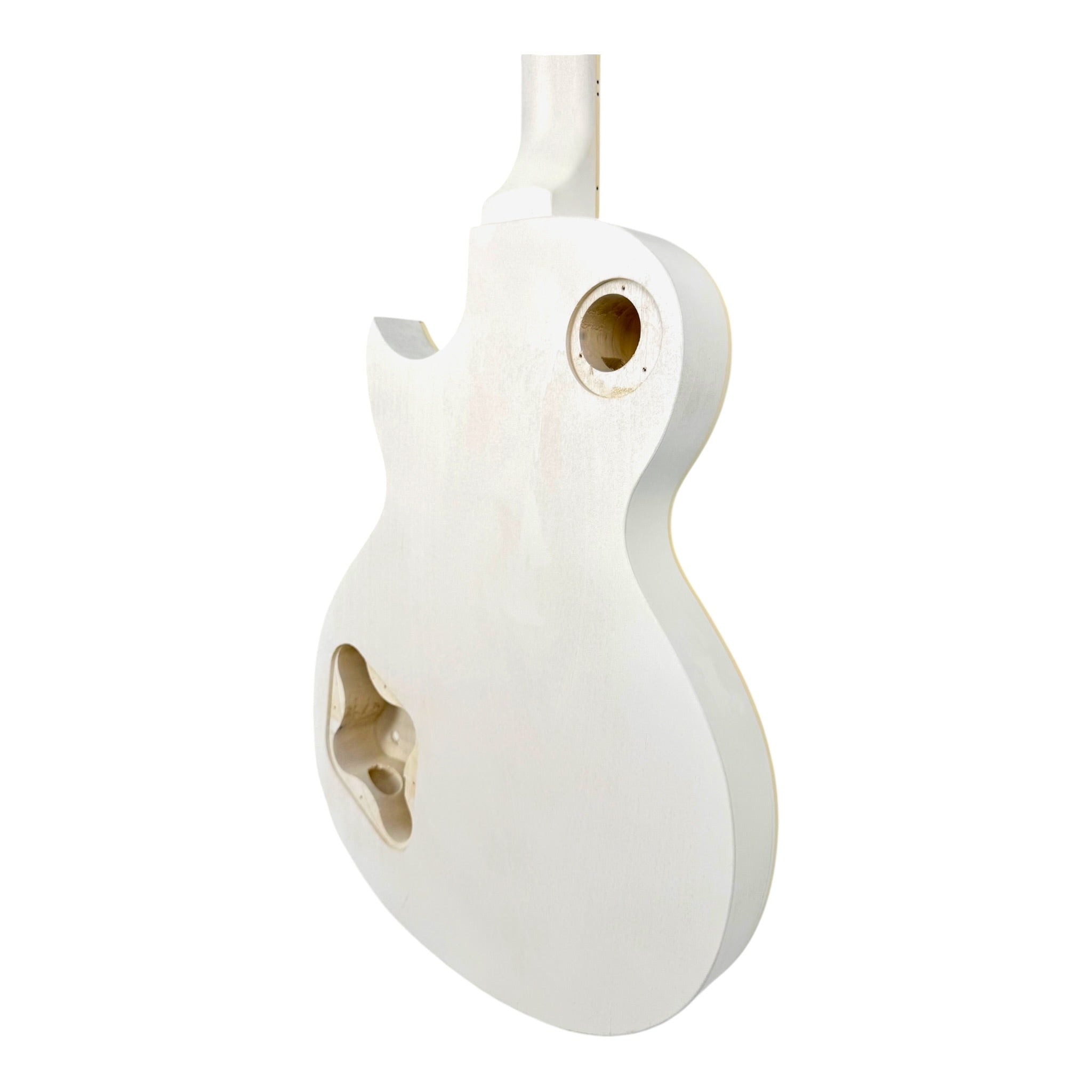 E238DIYWH White-Primed Arched Top Solid Basswood Body Maple Set-Neck HLP H-H Electric Guitar DIY Kit - Complete No-Soldering w/ 3-Ply Ivory Trims & Chrome Hardware