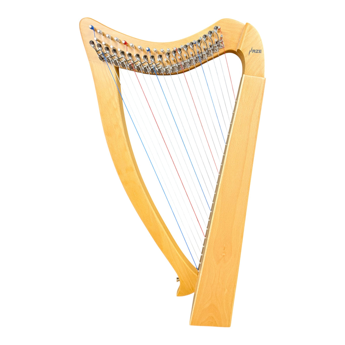 Haze WH19BH 19-String Lever-Fitted Lap Harp -  Natural Beech Harp with Maple Soundboard