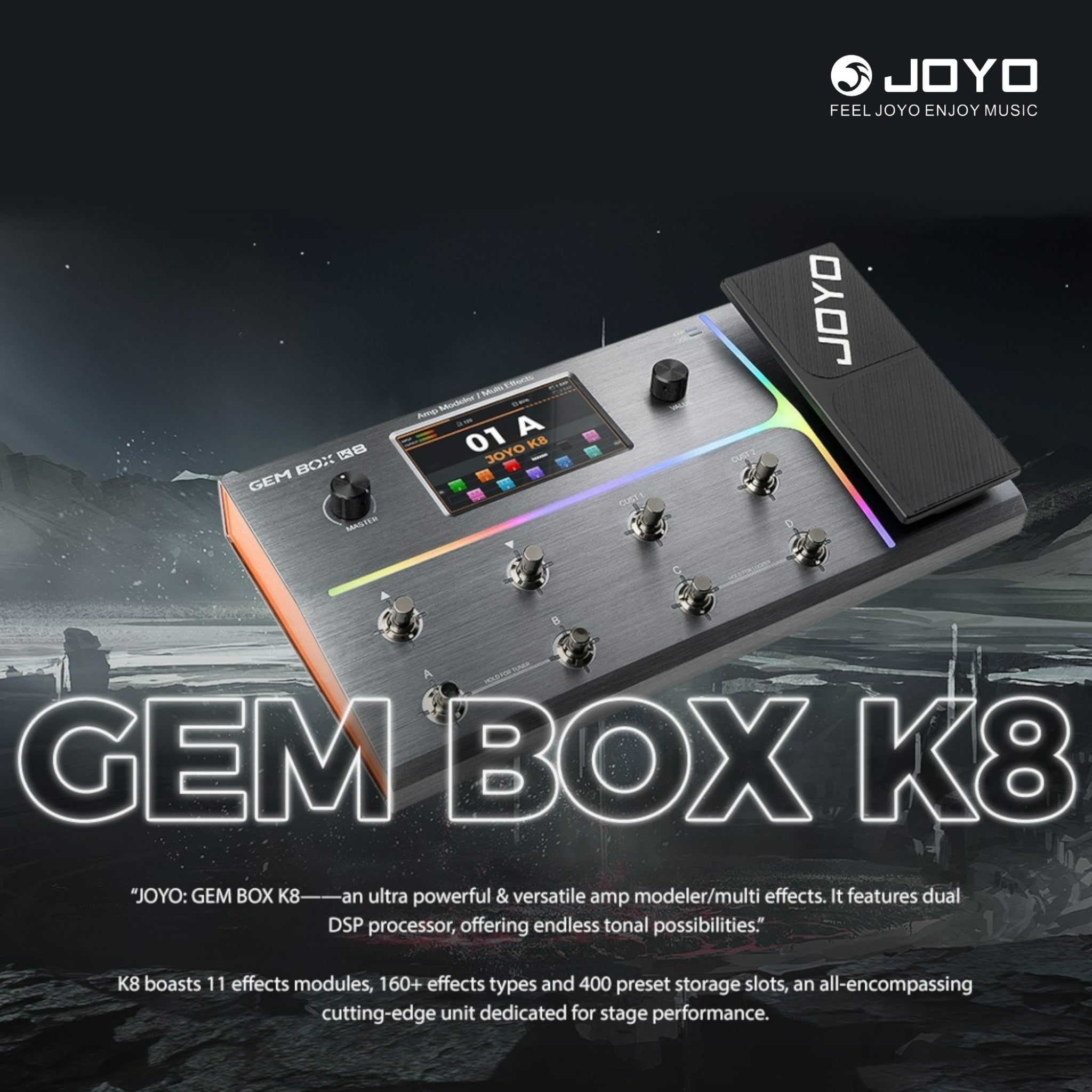 Joyo GEMBOX K8 Guitar Amp Modeller Multi-Effects Processor w/ Built-In USB-C Audio Interface & Expression Pedal - GEMBOXK8