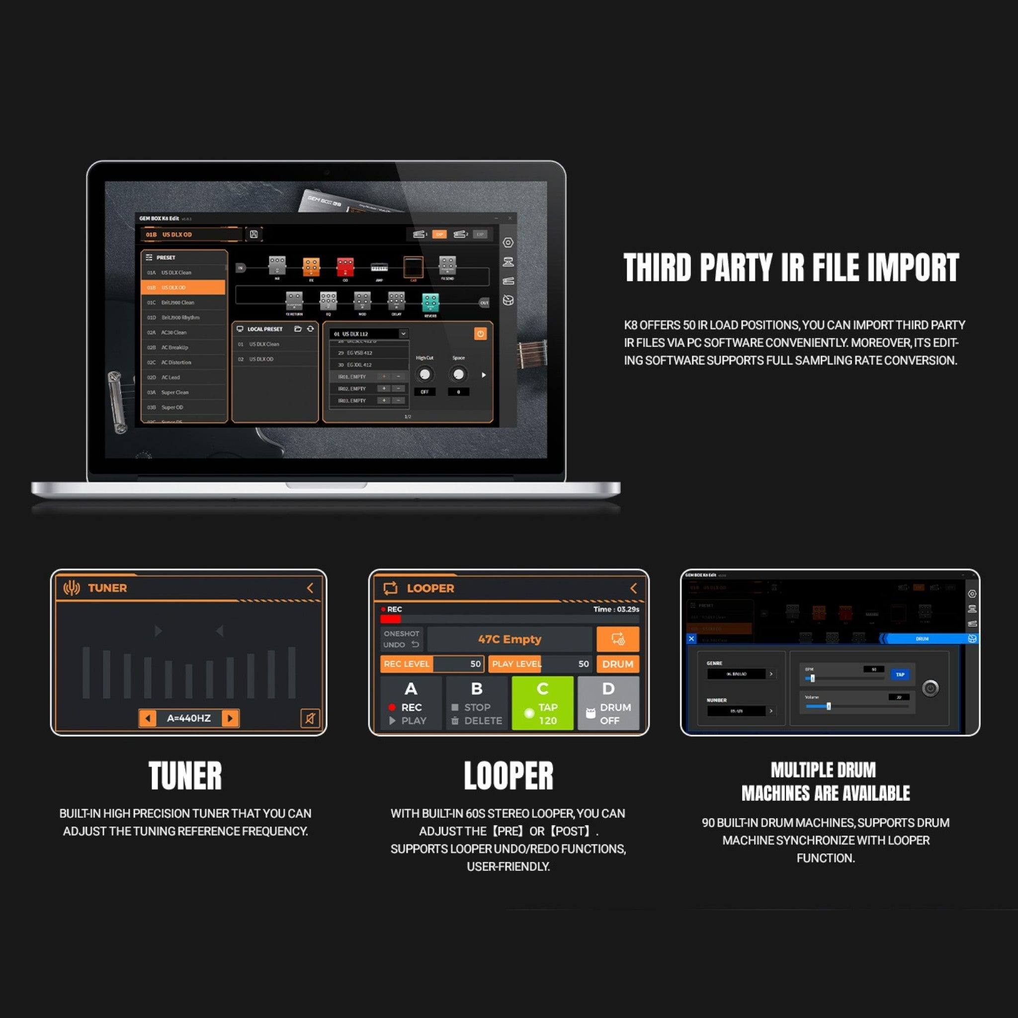 Joyo GEMBOX K8 Guitar Amp Modeller Multi-Effects Processor w/ Built-In USB-C Audio Interface & Expression Pedal - GEMBOXK8