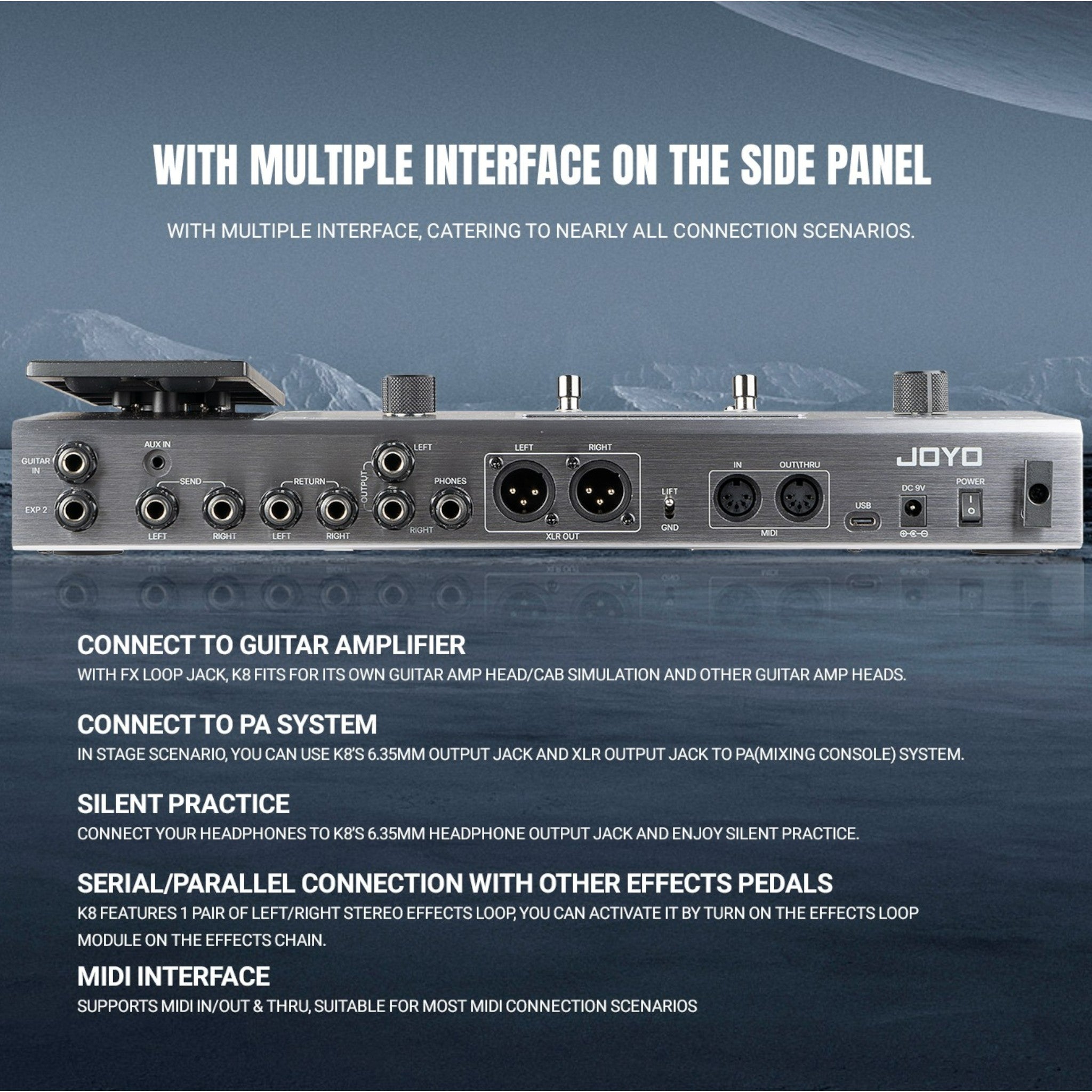 Joyo GEMBOX K8 Guitar Amp Modeller Multi-Effects Processor w/ Built-In USB-C Audio Interface & Expression Pedal - GEMBOXK8