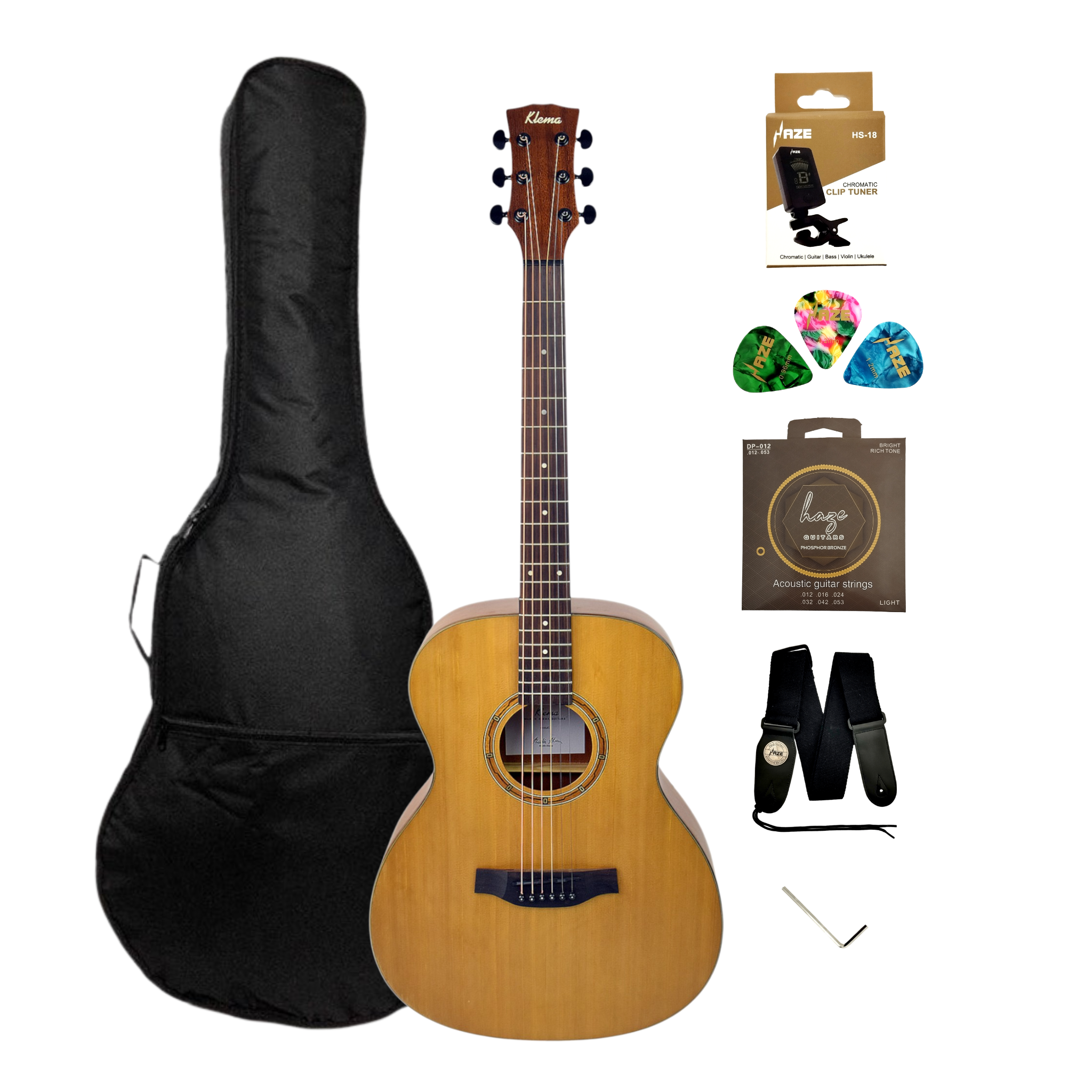 Klema K100JC Solid Canadian Cedar Top Mahogany Body Jumbo Acoustic Guitar - Natural