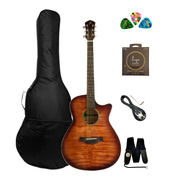 Kriens KA430CSB Flame Maple Top Built-In Fishman Pickup/Tuner OM Cutaway Acoustic Guitar - Natural