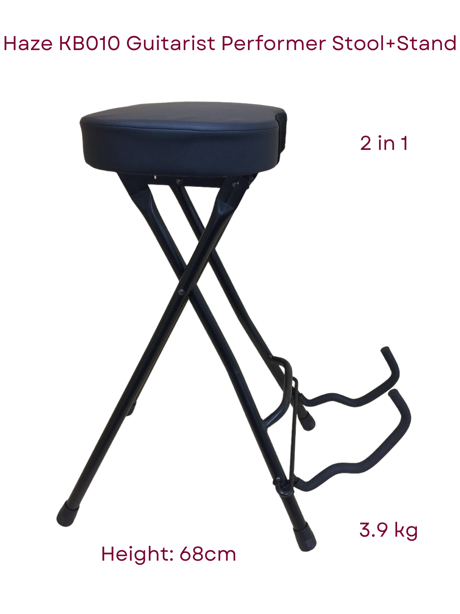 Haze KB010 2-in-1 Foldable Guitarist Stool w/Guitar Holder Stand KB010