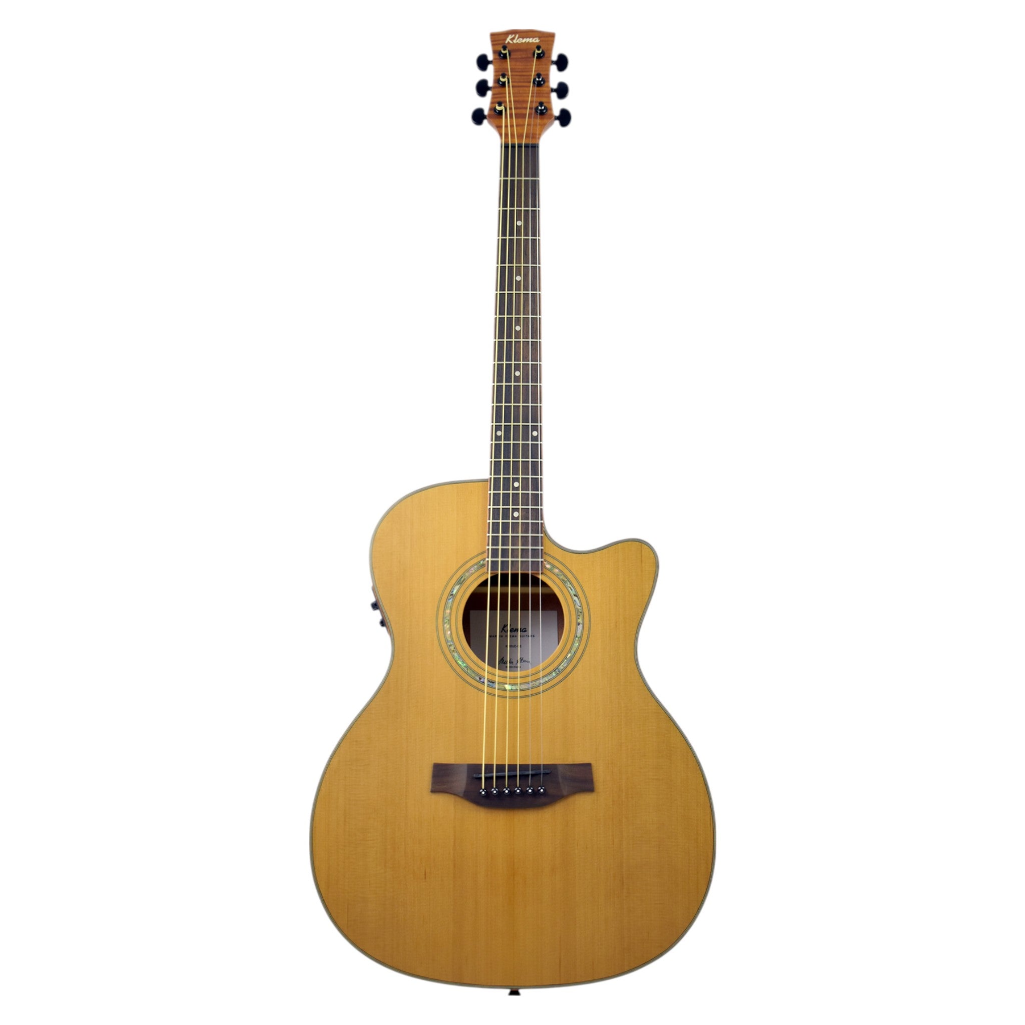 Klema K200JCCE Solid Canadian Cedar Fishman Pickups/Tuner Jumbo Acoustic Guitar - Natural