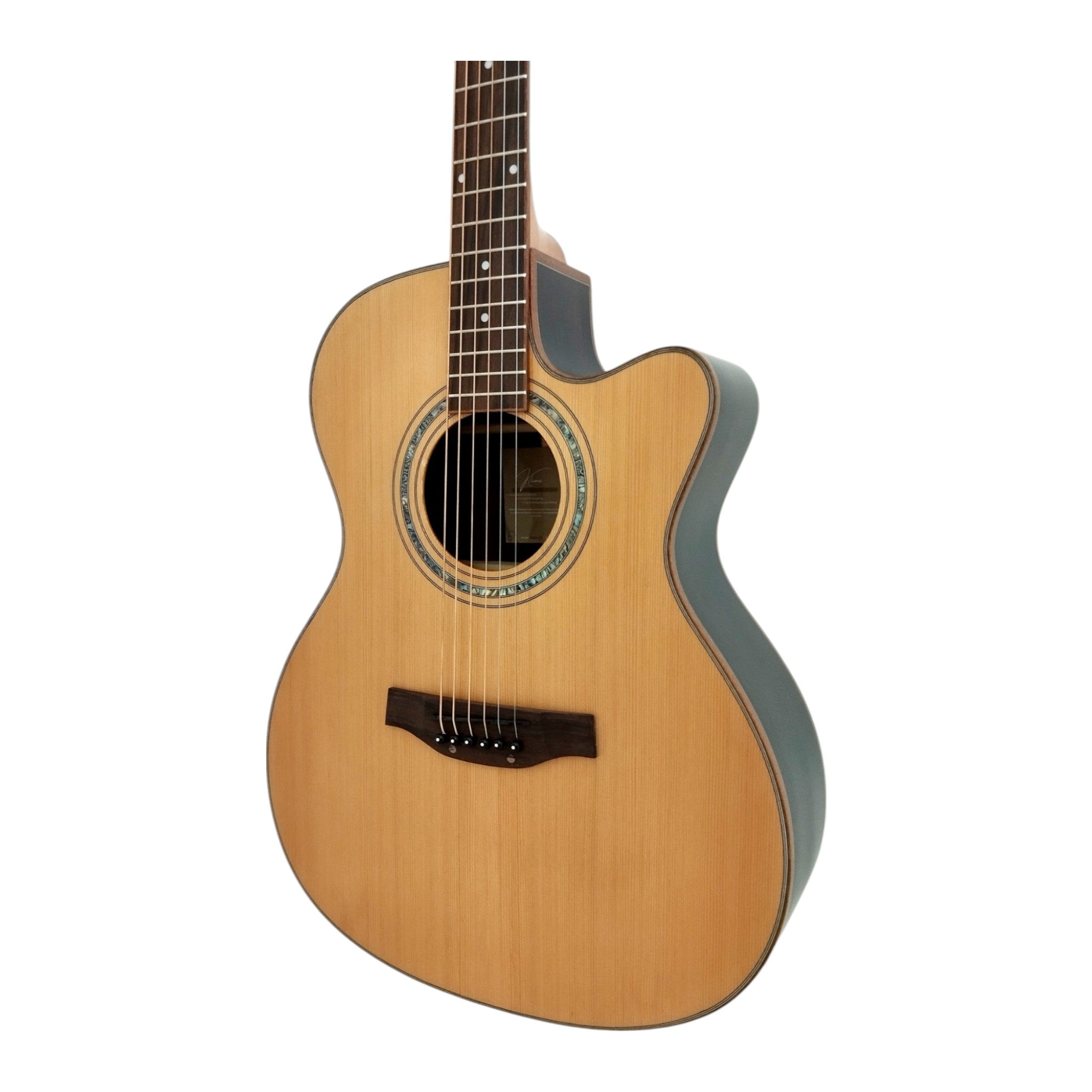 Klema K300JCCE Solid Cedar Top Indian Rosewood Body Fishman Pickup/Tuner Acoustic Guitar - Natural