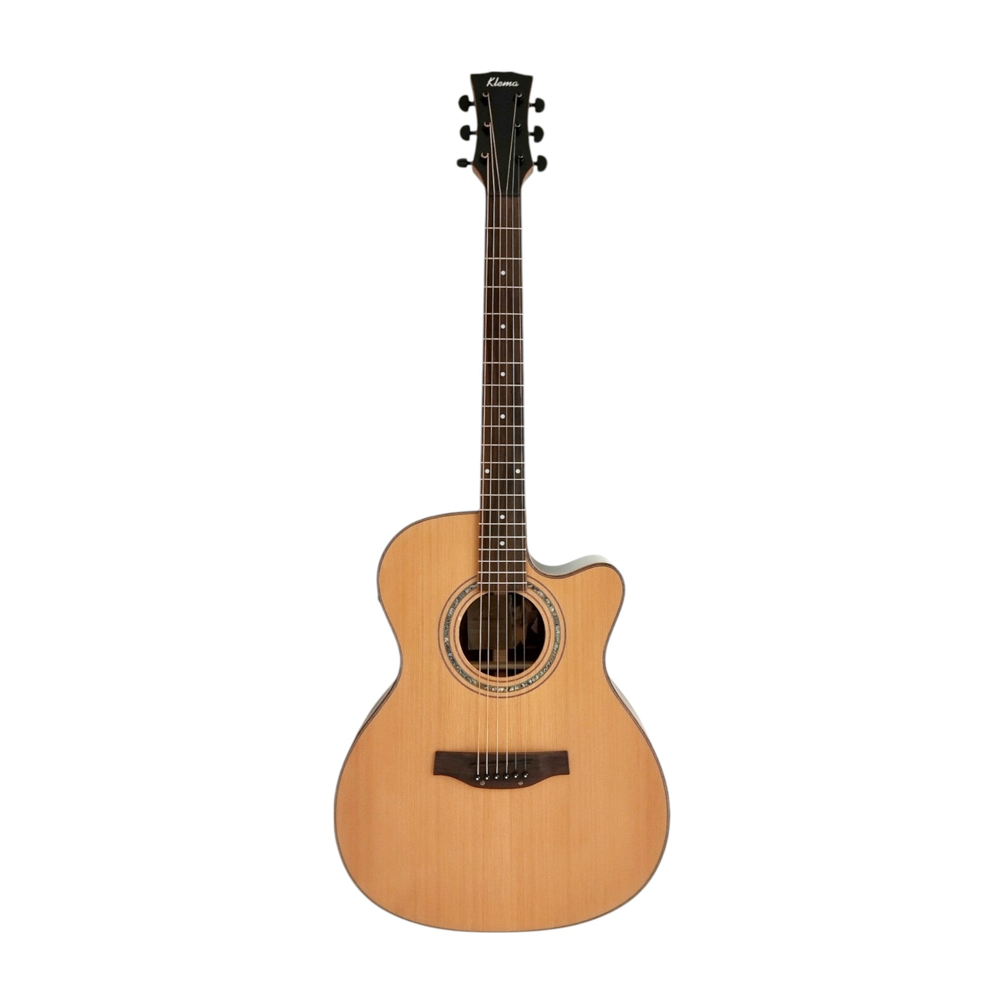 Klema K300JCCE Solid Cedar Top Indian Rosewood Body Fishman Pickup/Tuner Acoustic Guitar - Natural