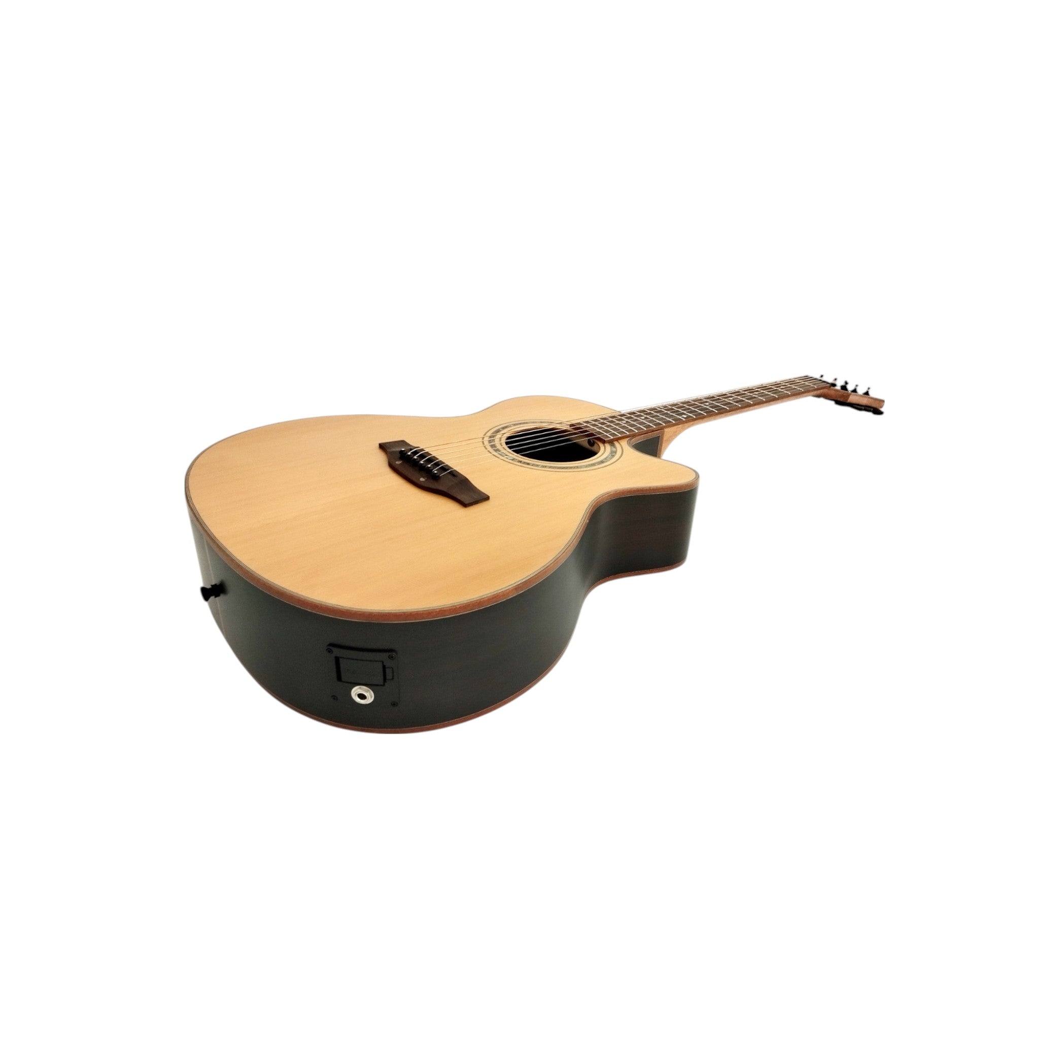 Klema K300JCCE Solid Cedar Top Indian Rosewood Body Fishman Pickup/Tuner Acoustic Guitar - Natural
