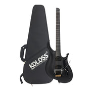 Koloss GT5HMBK Black Headless Electric Guitar with Hollow Aluminum Body
