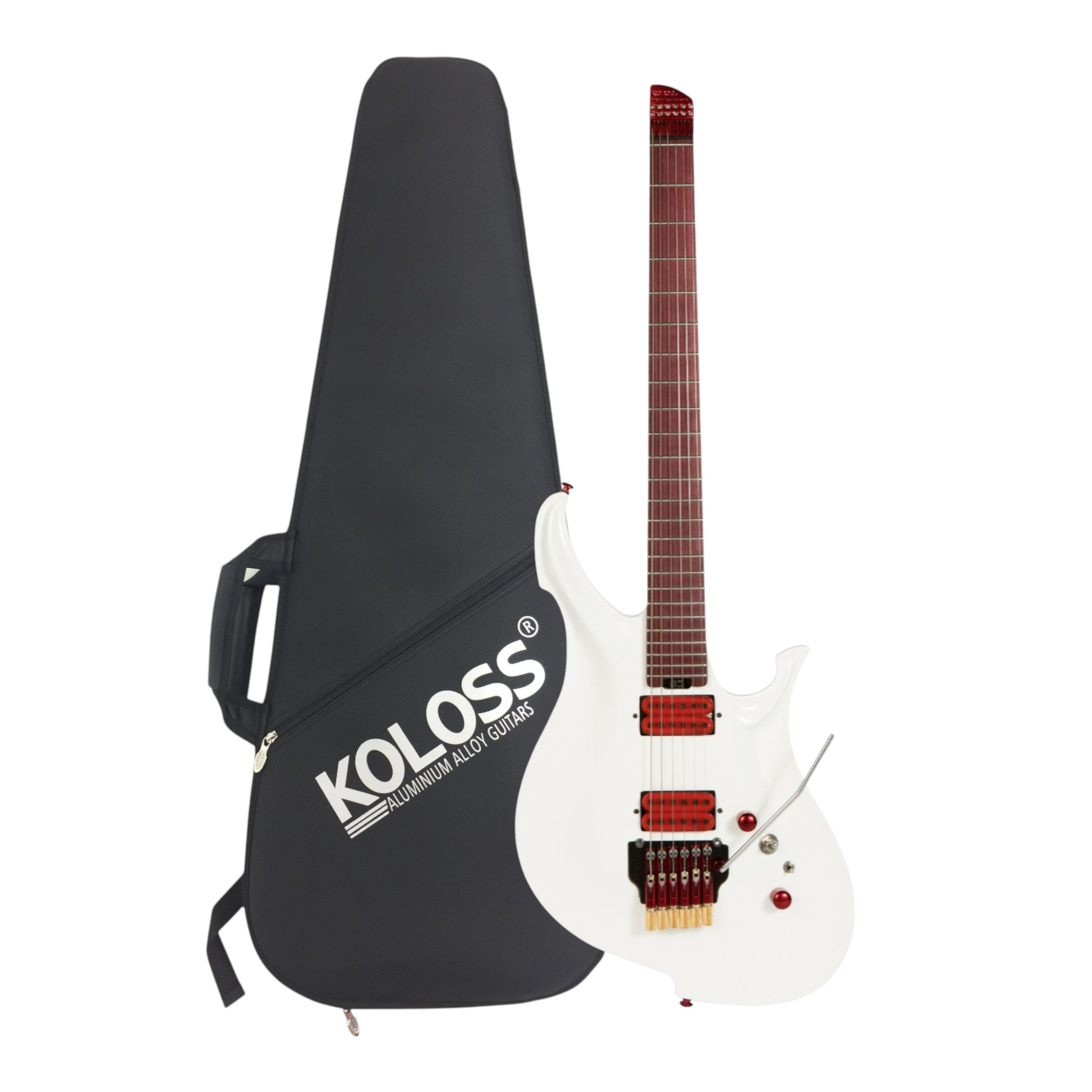 Koloss GTEMOHWH White Headless Electric Guitar with Aluminim Body