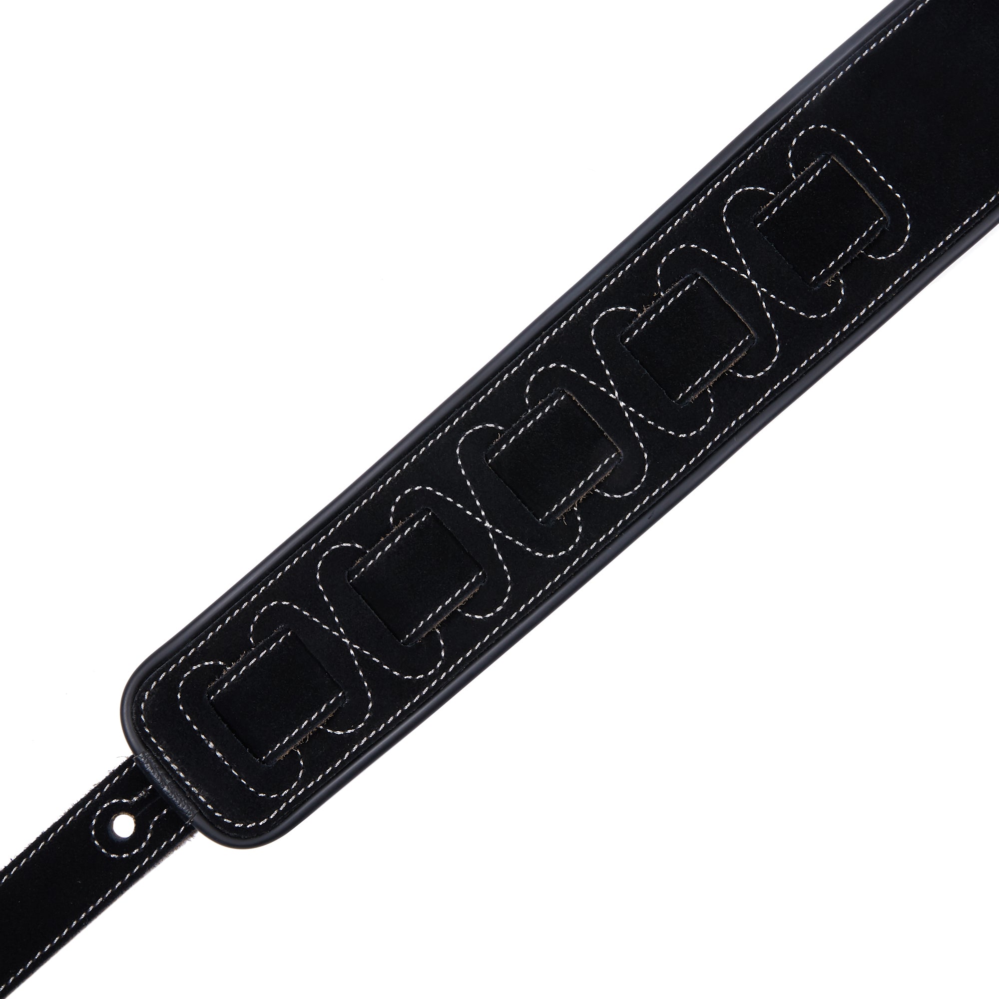 Amumu LE01EBK Embroidered Totem Guitar Strap Black Premium Suede Leather
