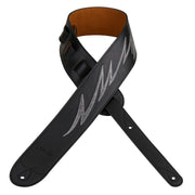 Amumu LE10BK Leather Embroidered Lightning Guitar Strap