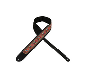 Amumu LE20BK Suede Leather Jacquard Cotton Inlay Black Guitar Strap