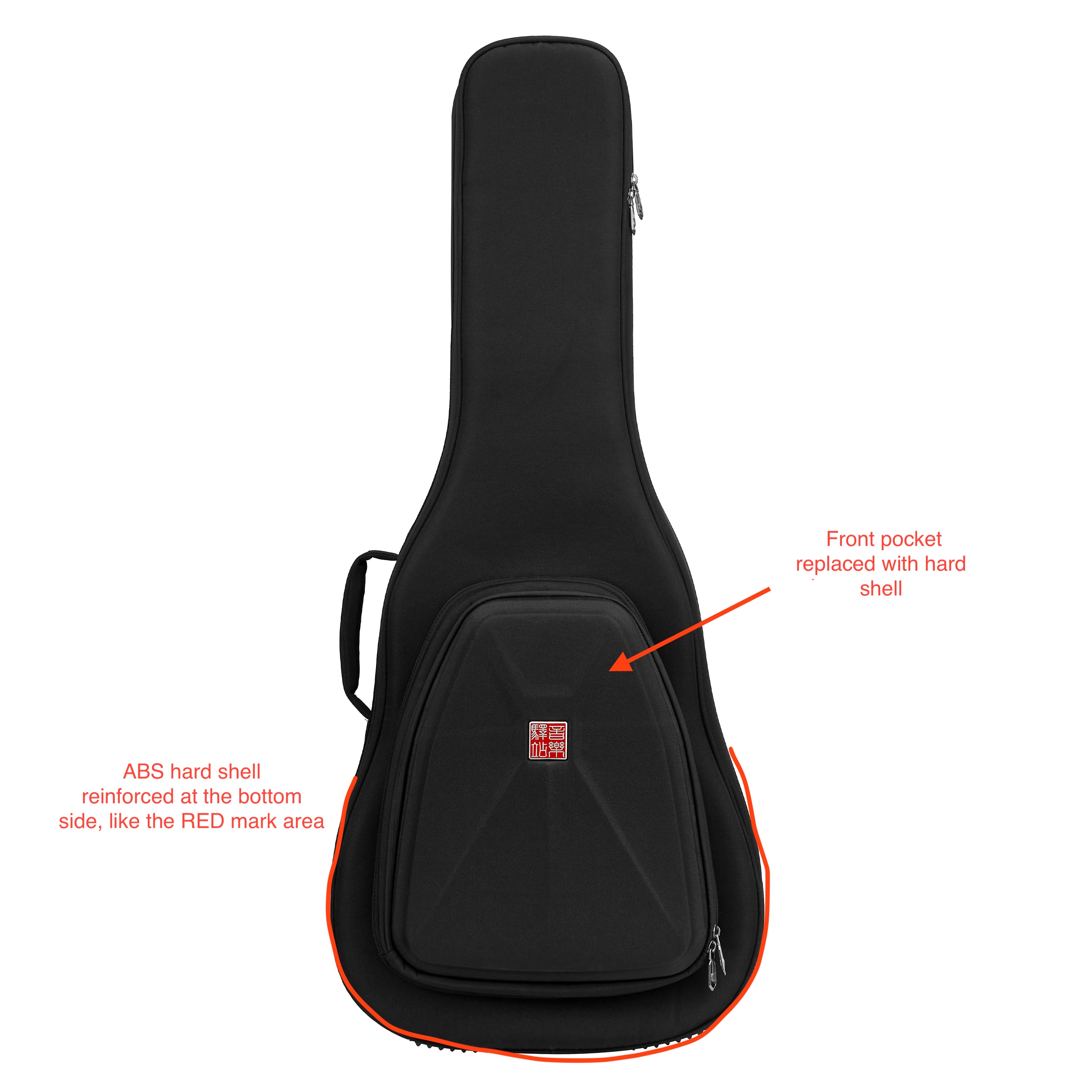 Music Area WIND20 PRO 30mm Padded Weather-Proof Acoustic Guitar Gig Bag w/ ABS Hard Shell Reinforcements - WIND20PRODABLK