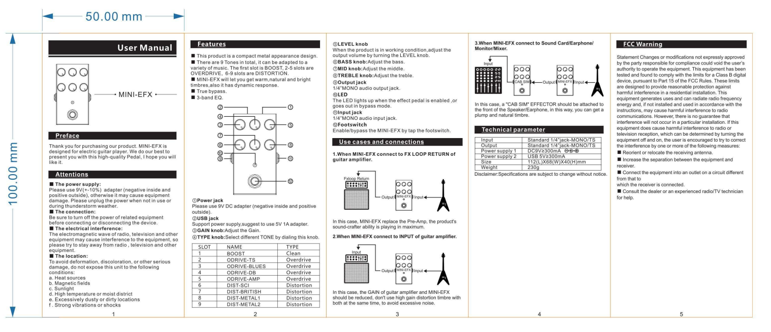 M-VAVE Electric Effects Pedals Heavy Metal Electric Guitar Overload Distortion Effector with Bonus Patch Cables - MINIEFXP014015M