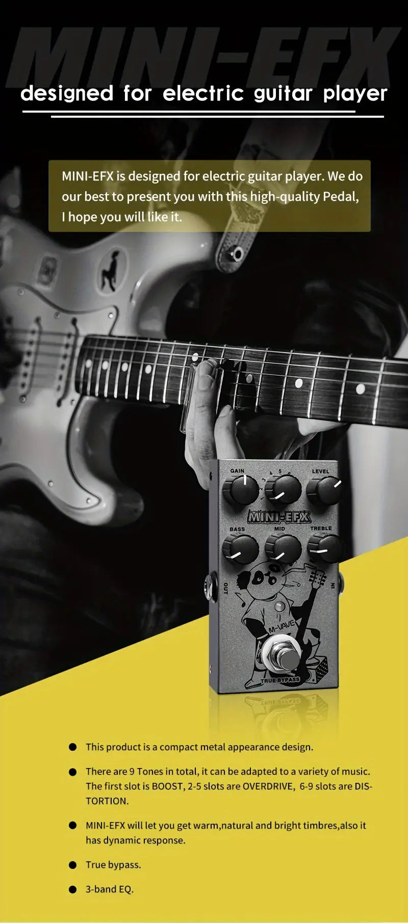 M-VAVE Electric Effects Pedals Heavy Metal Electric Guitar Overload Distortion Effector with Bonus Patch Cables - MINIEFXP014015M