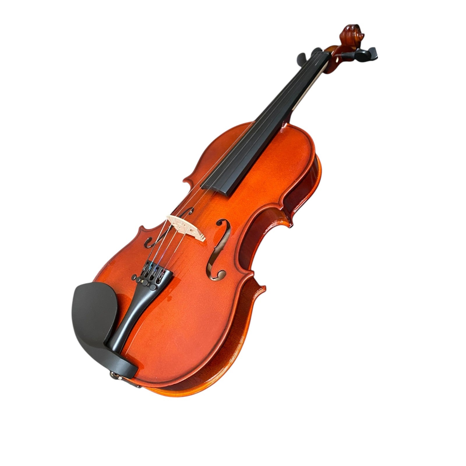 Caraya MV001 Solid Spruce Top 4/4 to 1/16 Size Violin Outfit in Natural Gloss w/ Foam Case, Bow, and Rosin