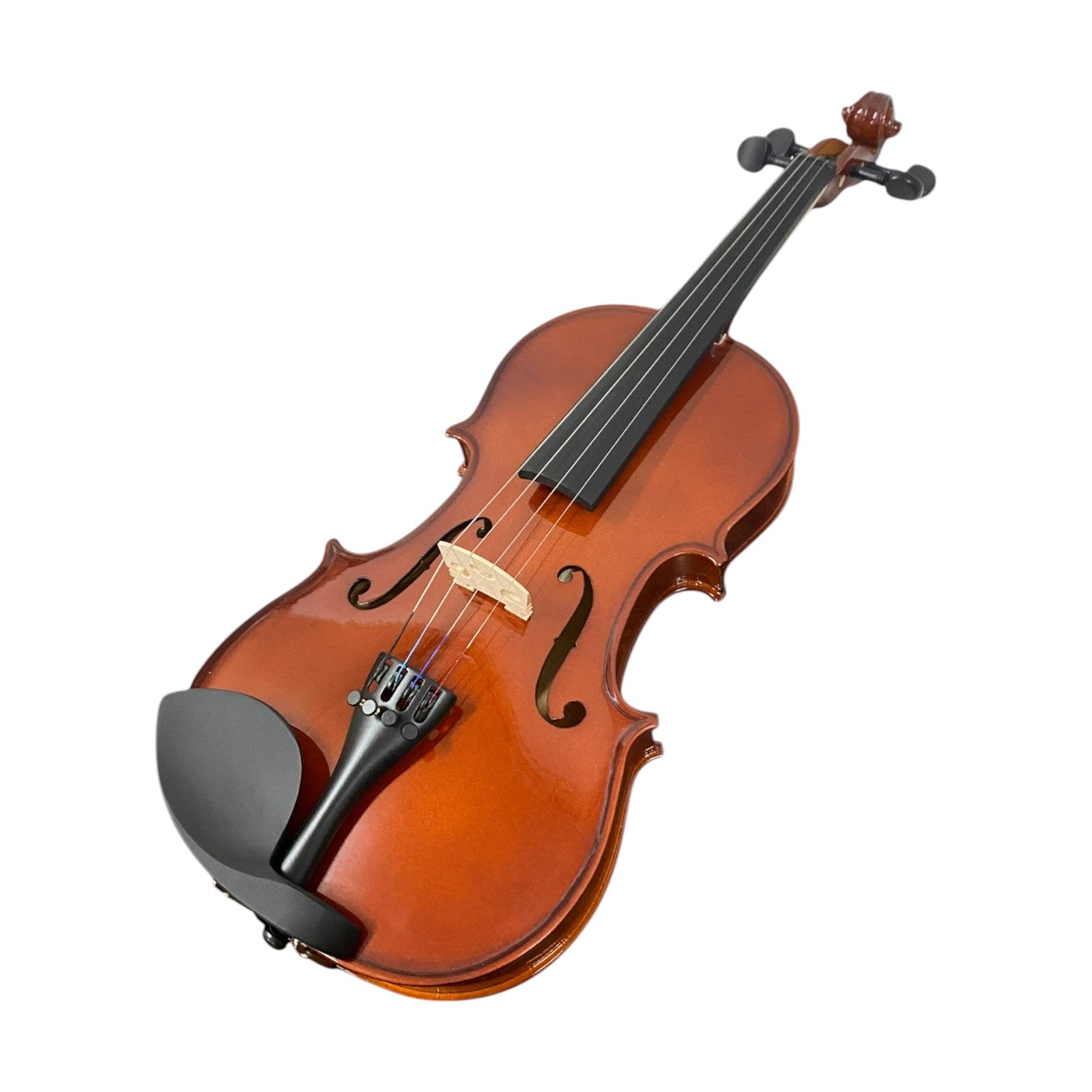 Caraya MV001 Solid Spruce Top 4/4 to 1/16 Size Violin Outfit in Natural Gloss w/ Foam Case, Bow, and Rosin