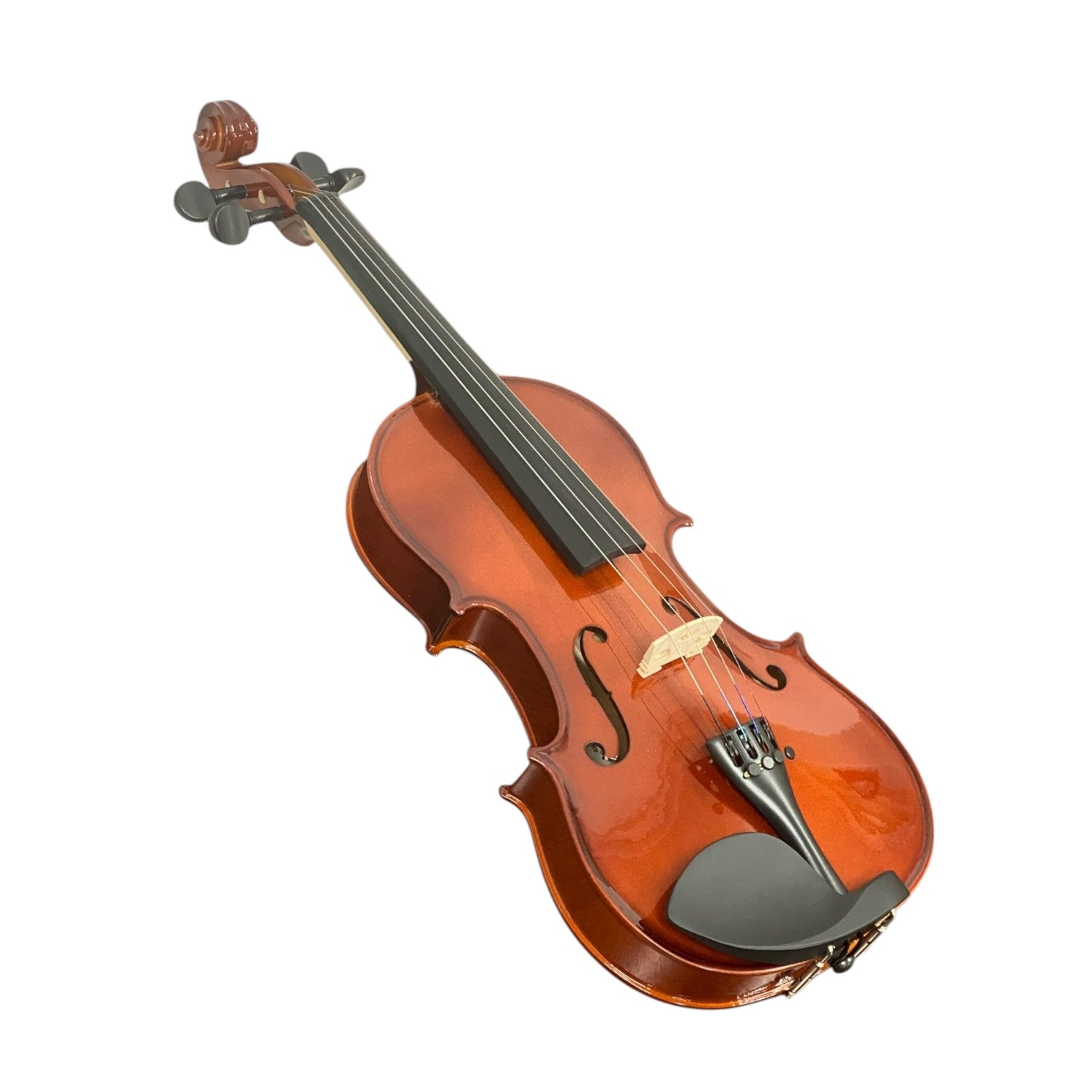 Caraya MV001 Solid Spruce Top 4/4 to 1/16 Size Violin Outfit in Natural Gloss w/ Foam Case, Bow, and Rosin