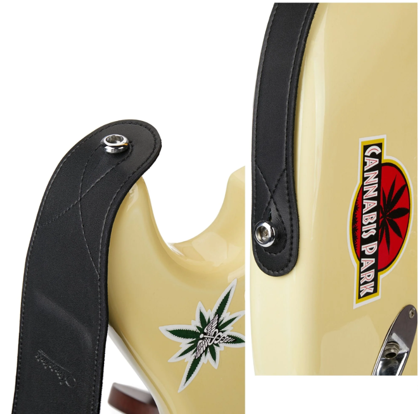 Amumu LE05BK Leather Padded Guitar Strap