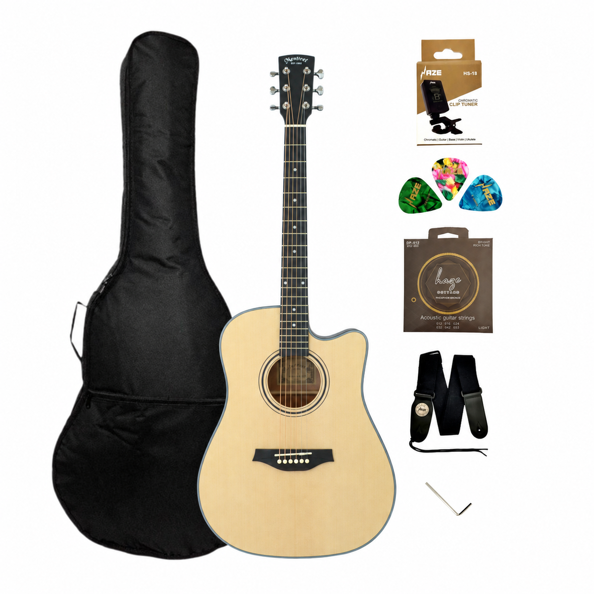 Mentreel HB6DC 41" Spruce Top Dreadnought Cutaway Acoustic Guitar Natural