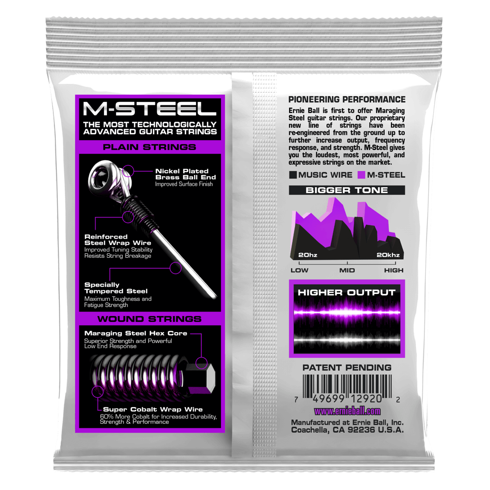 Ernie Ball Power Slinky M-Steel Electric Guitar Strings 11-48 Gauge | P02920