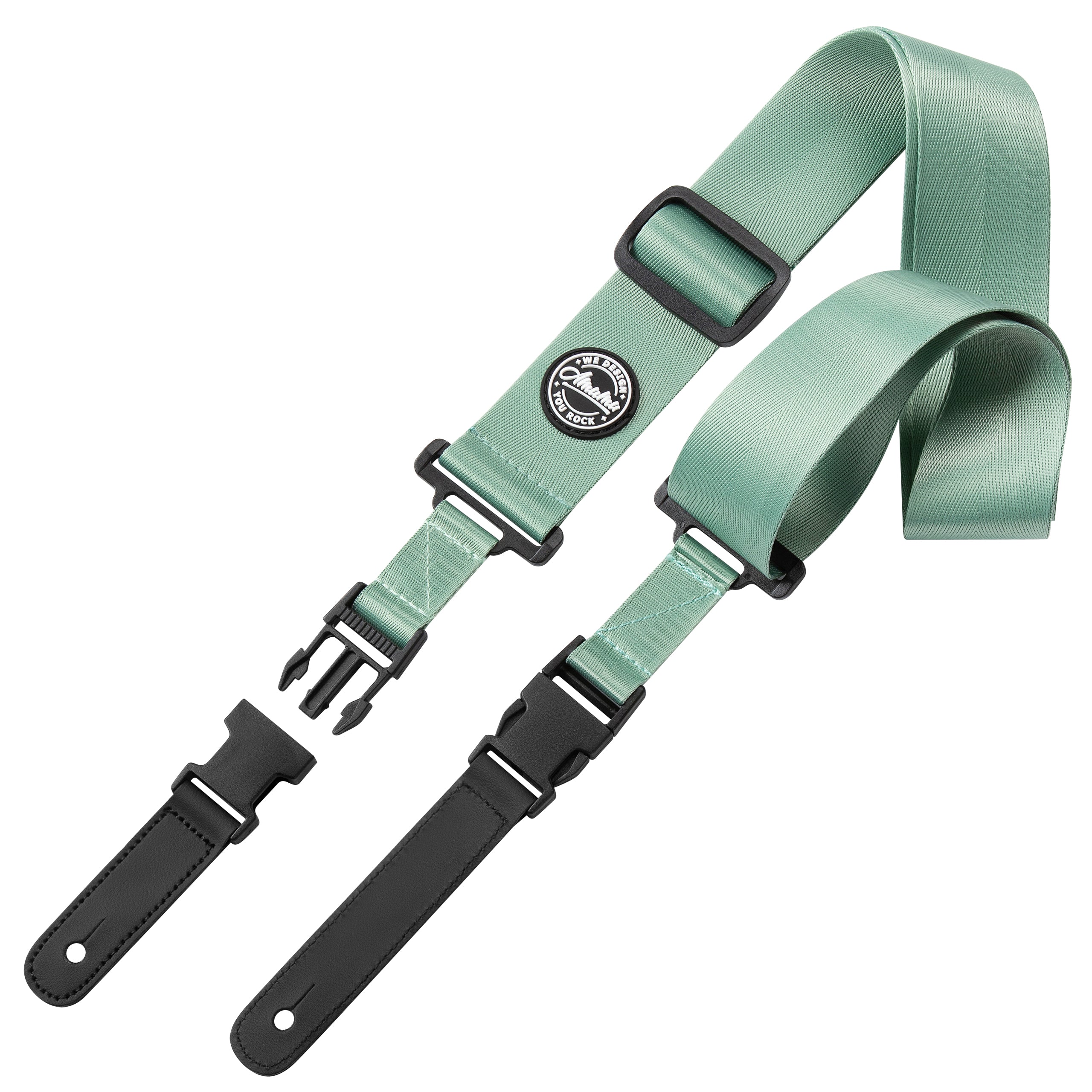 Amumu PA01WLG Seatbelt Guitar Strap with Clip Light Green Nylon