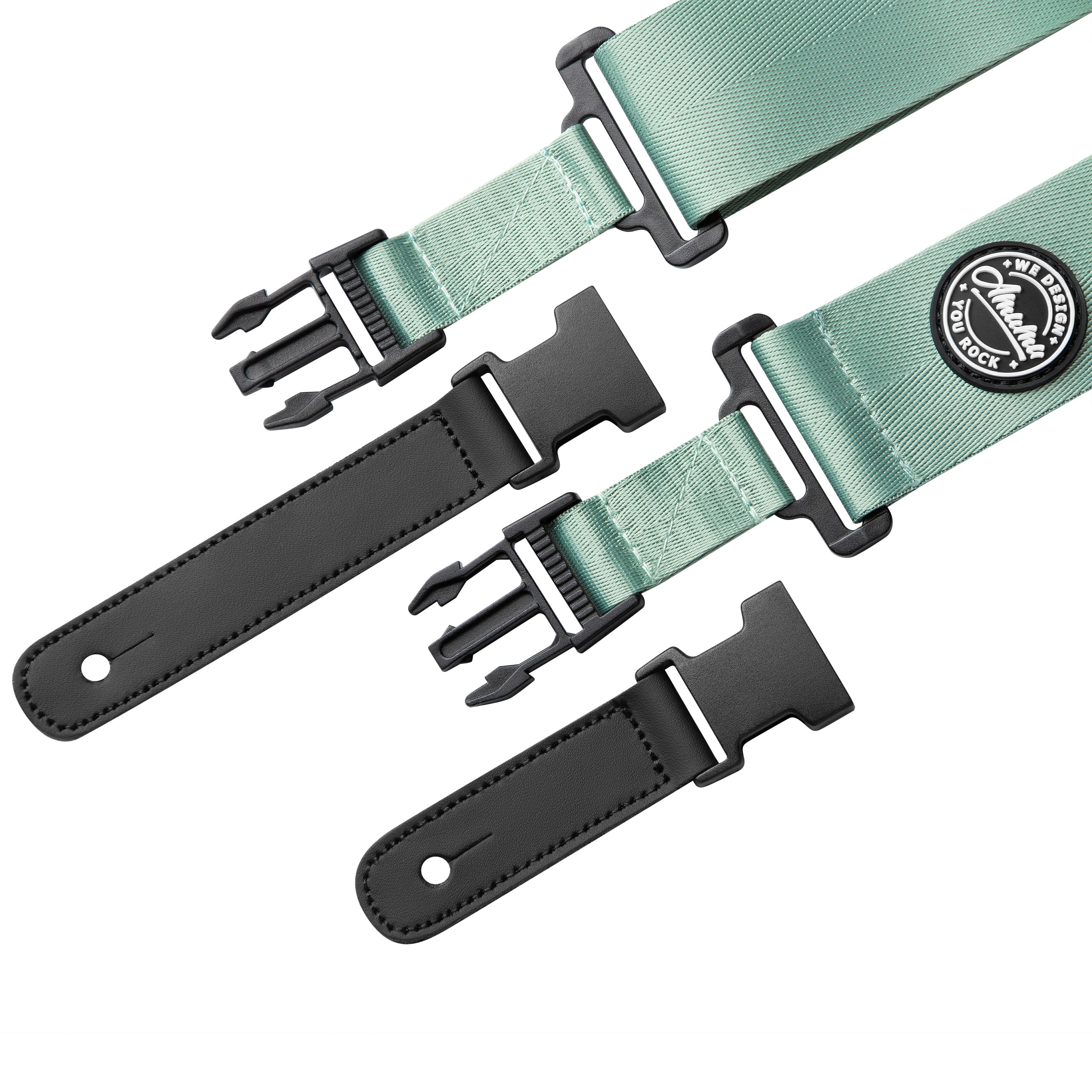 Amumu PA01WLG Seatbelt Guitar Strap with Clip Light Green Nylon