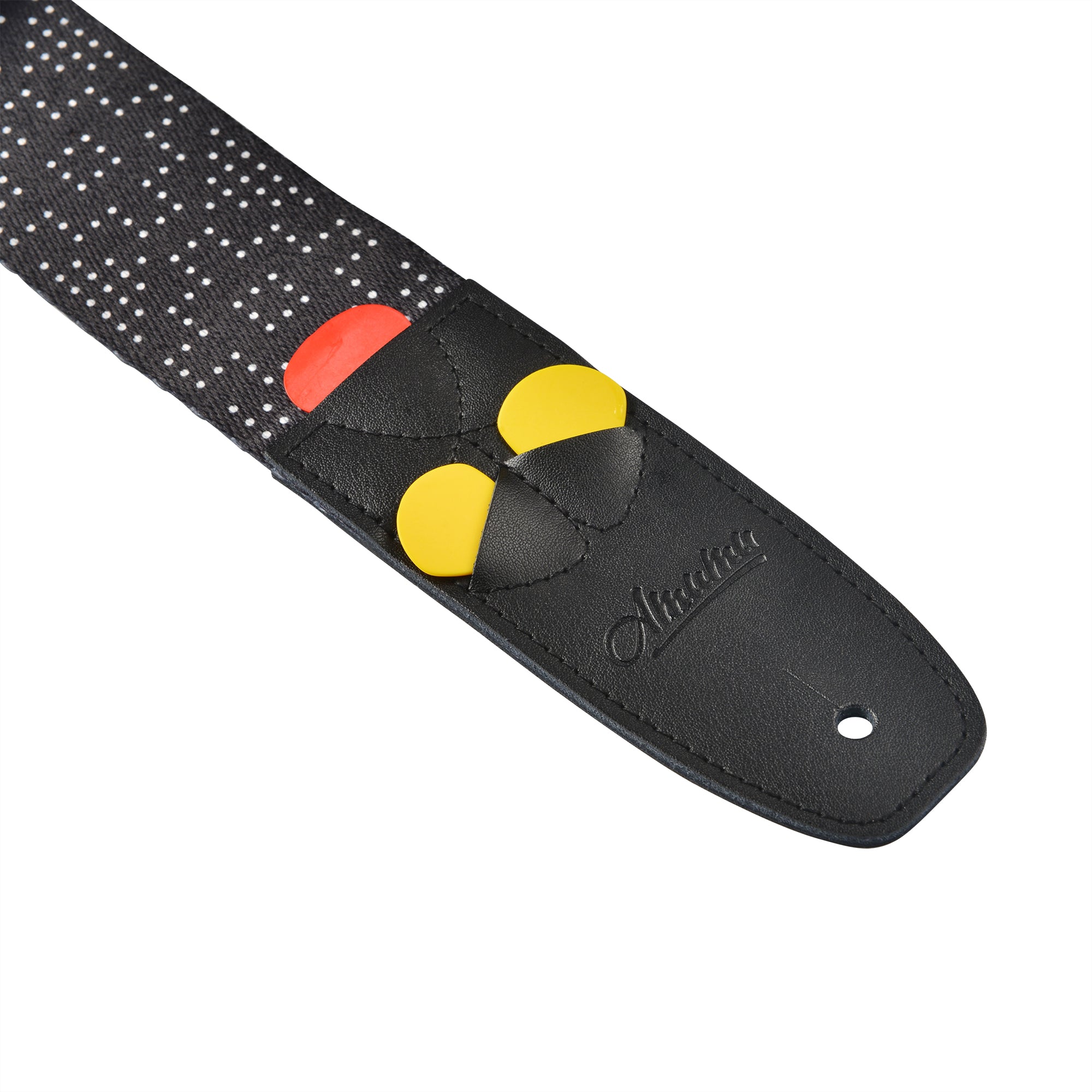 Amumu PC12PBK White Dots Guitar Strap Black Polyester Cotton