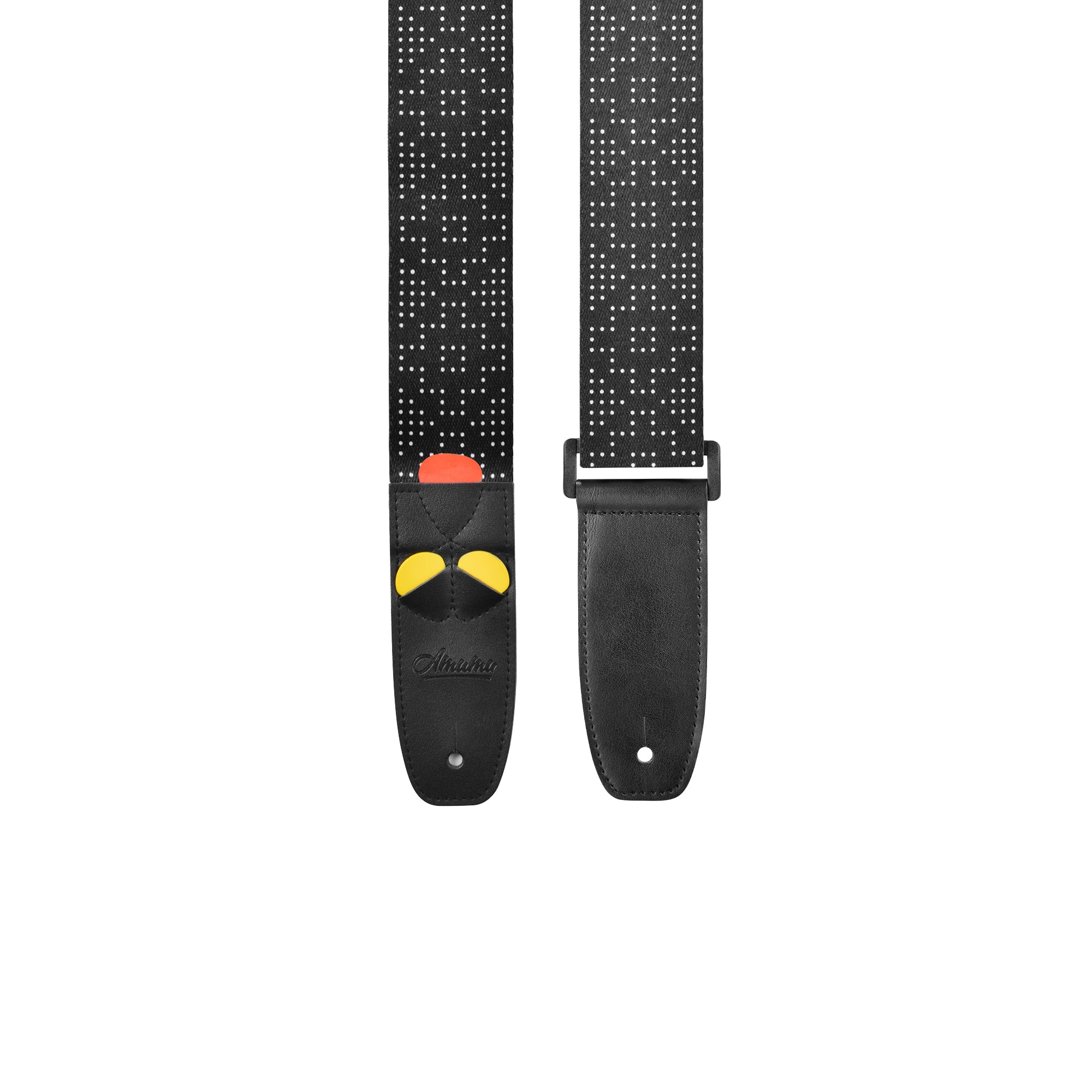 Amumu PC12PBK White Dots Guitar Strap Black Polyester Cotton