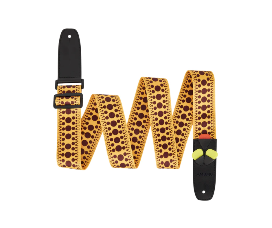 Amumu PC13PYL Polka Dots Guitar Strap Yellow Polyester Cotton