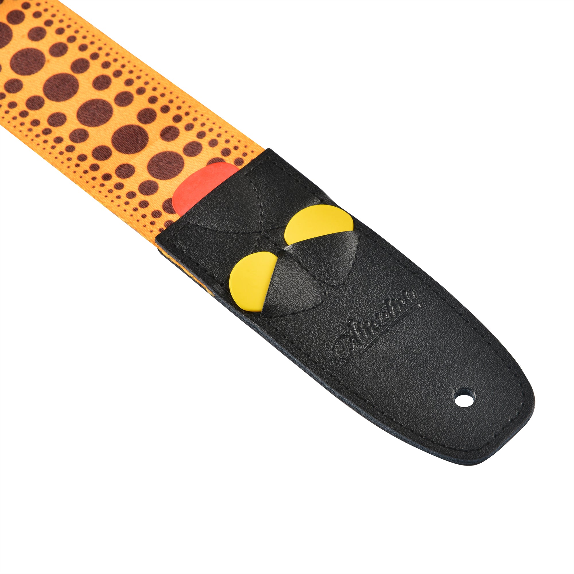 Amumu PC13PYL Polka Dots Guitar Strap Yellow Polyester Cotton