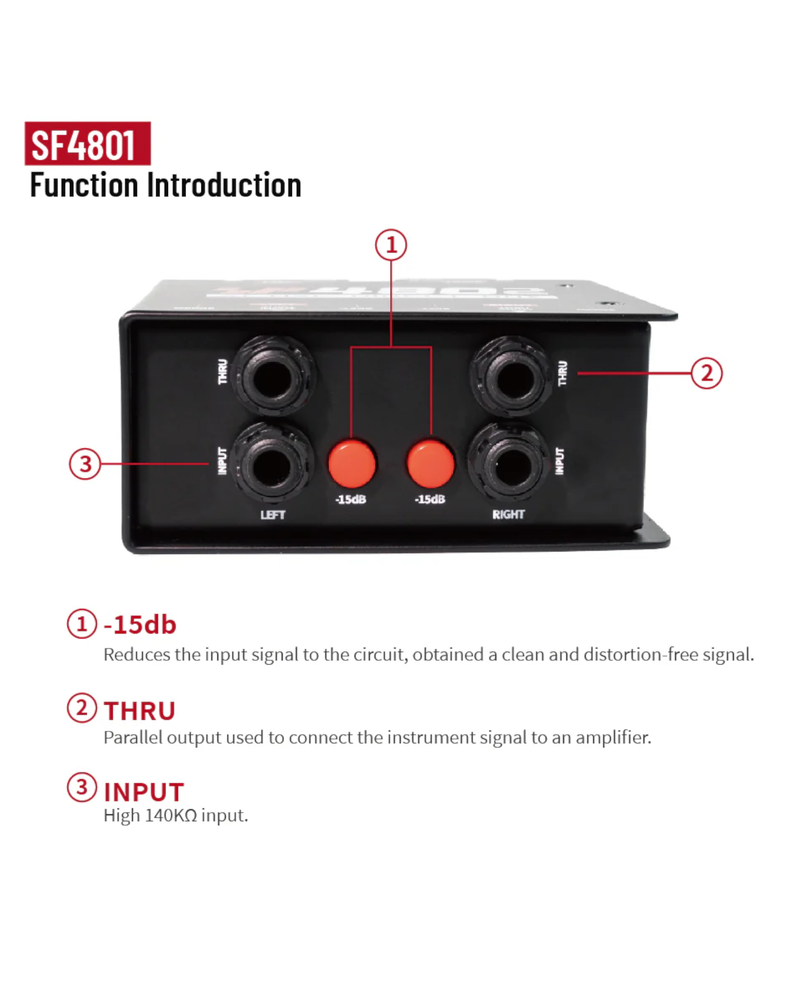 Simplefly Passive Dual-Channel Magnetic Bridge 6.35mm to XLR Recording Signal Direct Injection DI Box w/ REV180° & Ground Lift Switch - SF4802