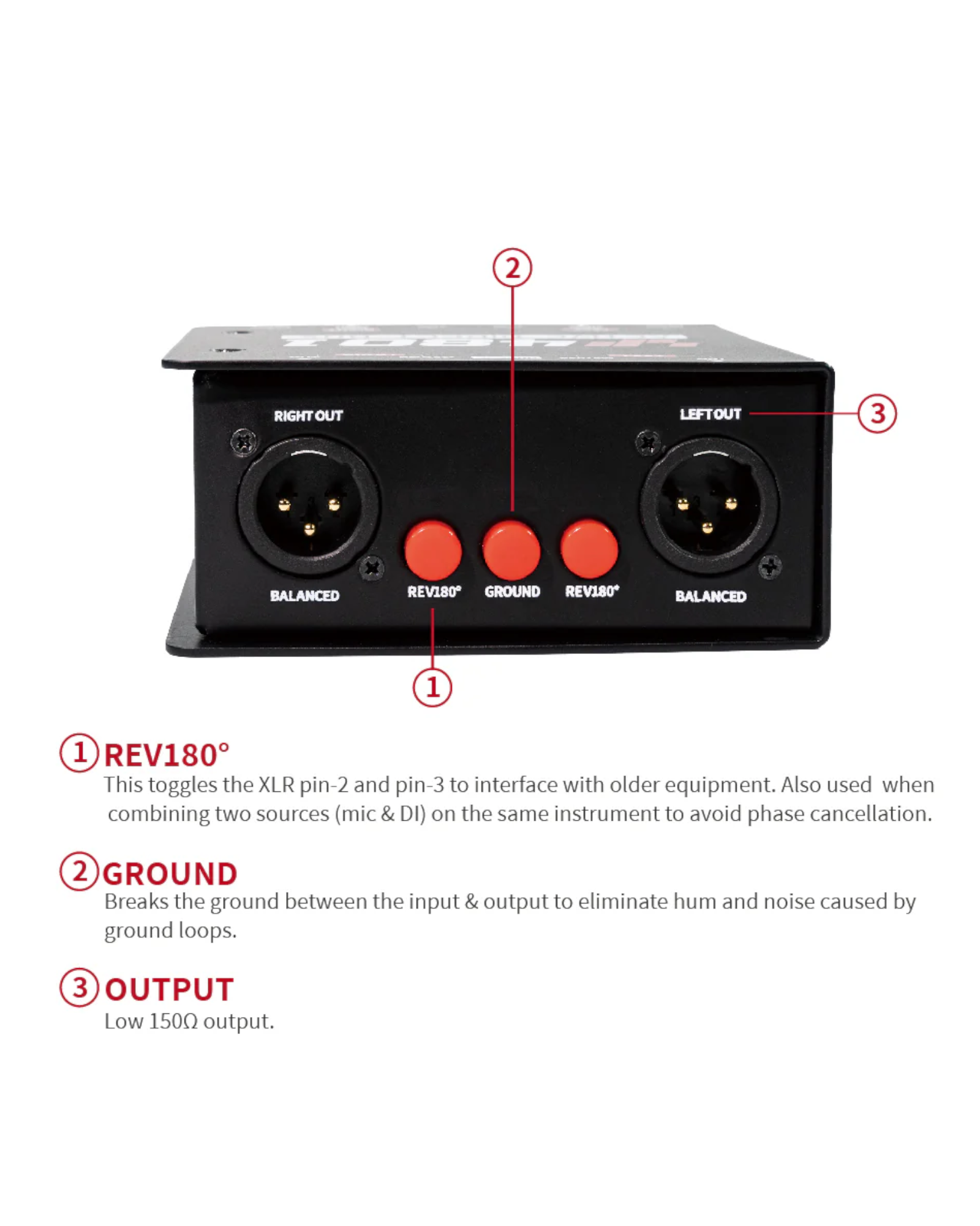 Simplefly Passive Dual-Channel Magnetic Bridge 6.35mm to XLR Recording Signal Direct Injection DI Box w/ REV180° & Ground Lift Switch - SF4802
