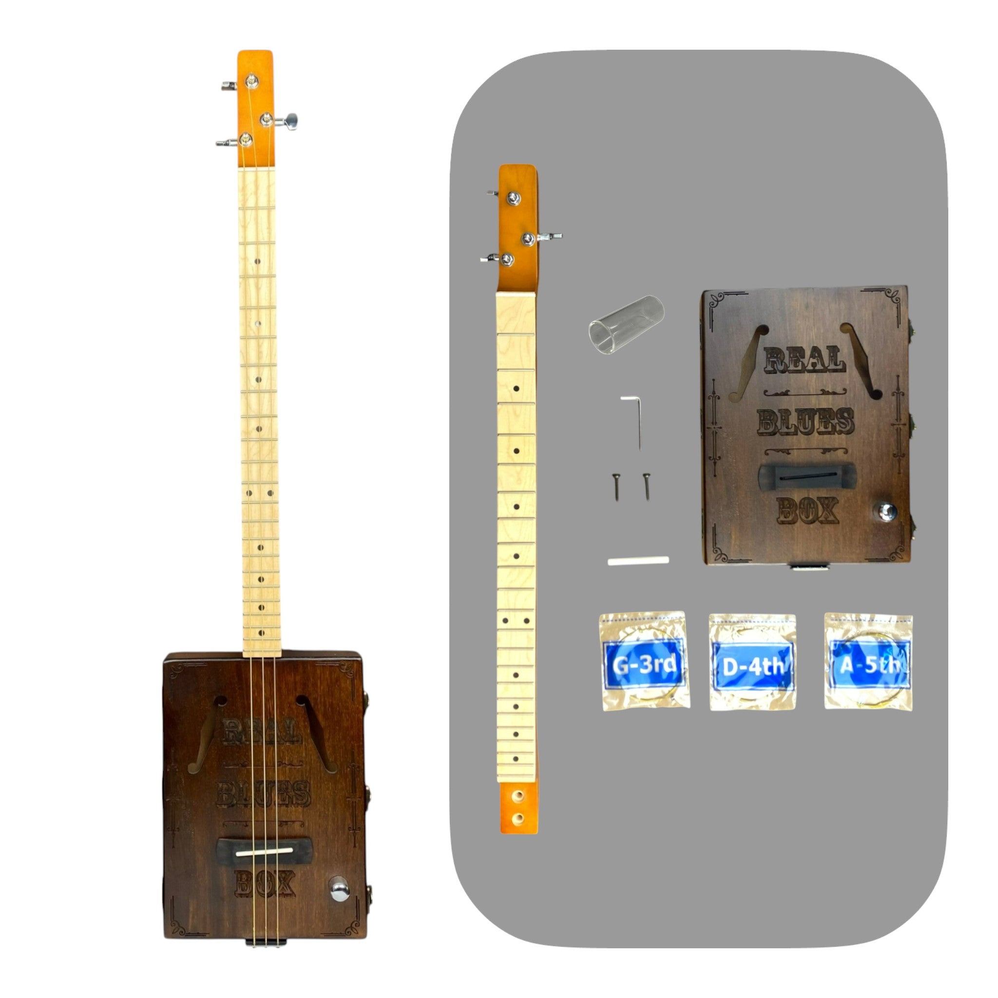 Haze Model X1 DIY Cigar Box Guitar Kit – Mahogany “Blues” Style with Upgradable Guitar Slide (optional)