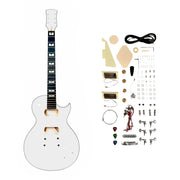 E238DIYWH White-Primed Arched Top Solid Basswood Body Maple Set-Neck HLP H-H Electric Guitar DIY Kit - Complete No-Soldering w/ 3-Ply Ivory Trims & Chrome Hardware