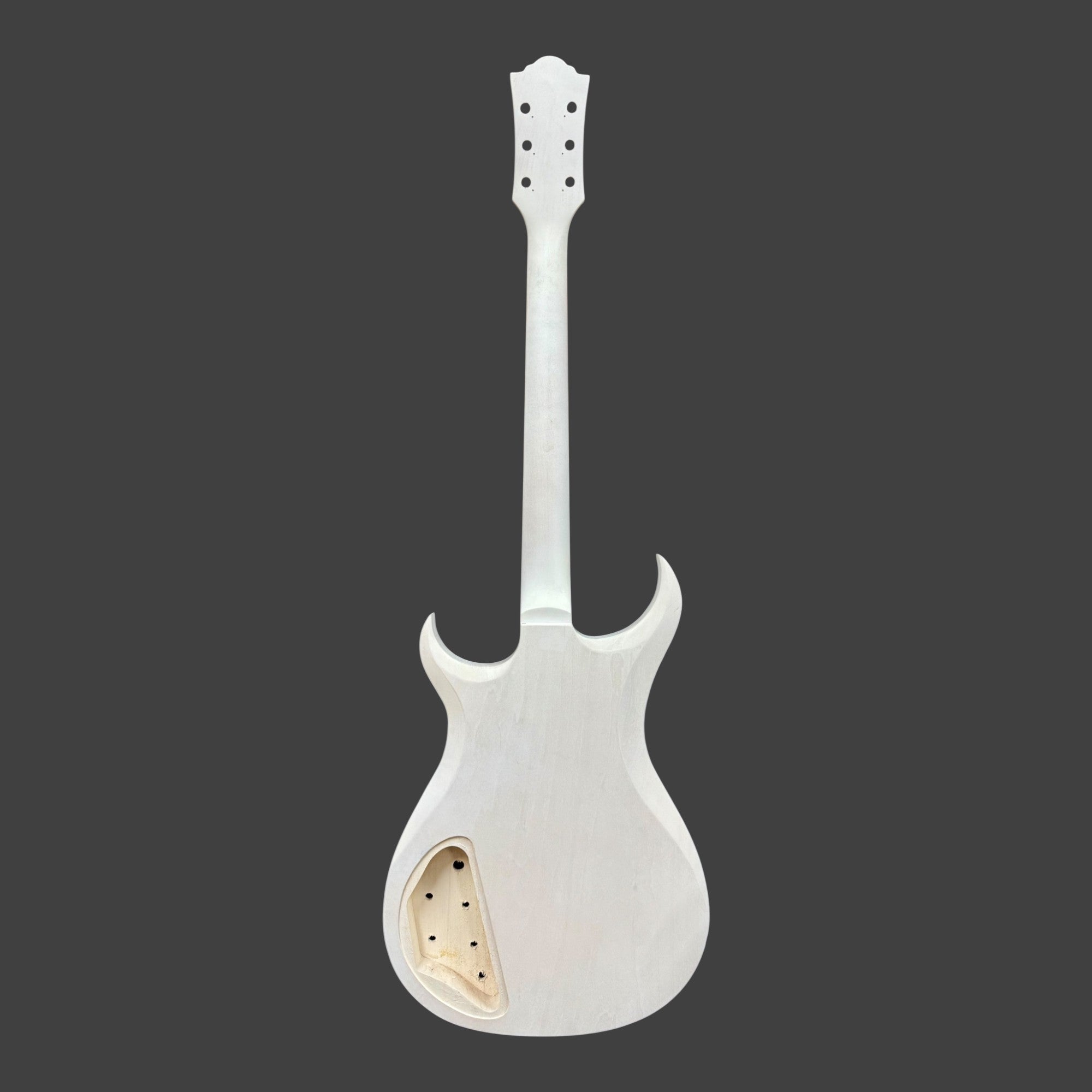 E575DIY White-Primed Poplar Body Set-Neck HGS H-H Electric Guitar DIY Kit - Complete No-Soldering w/ 3-Ply Ebony Trims & Chrome Hardware