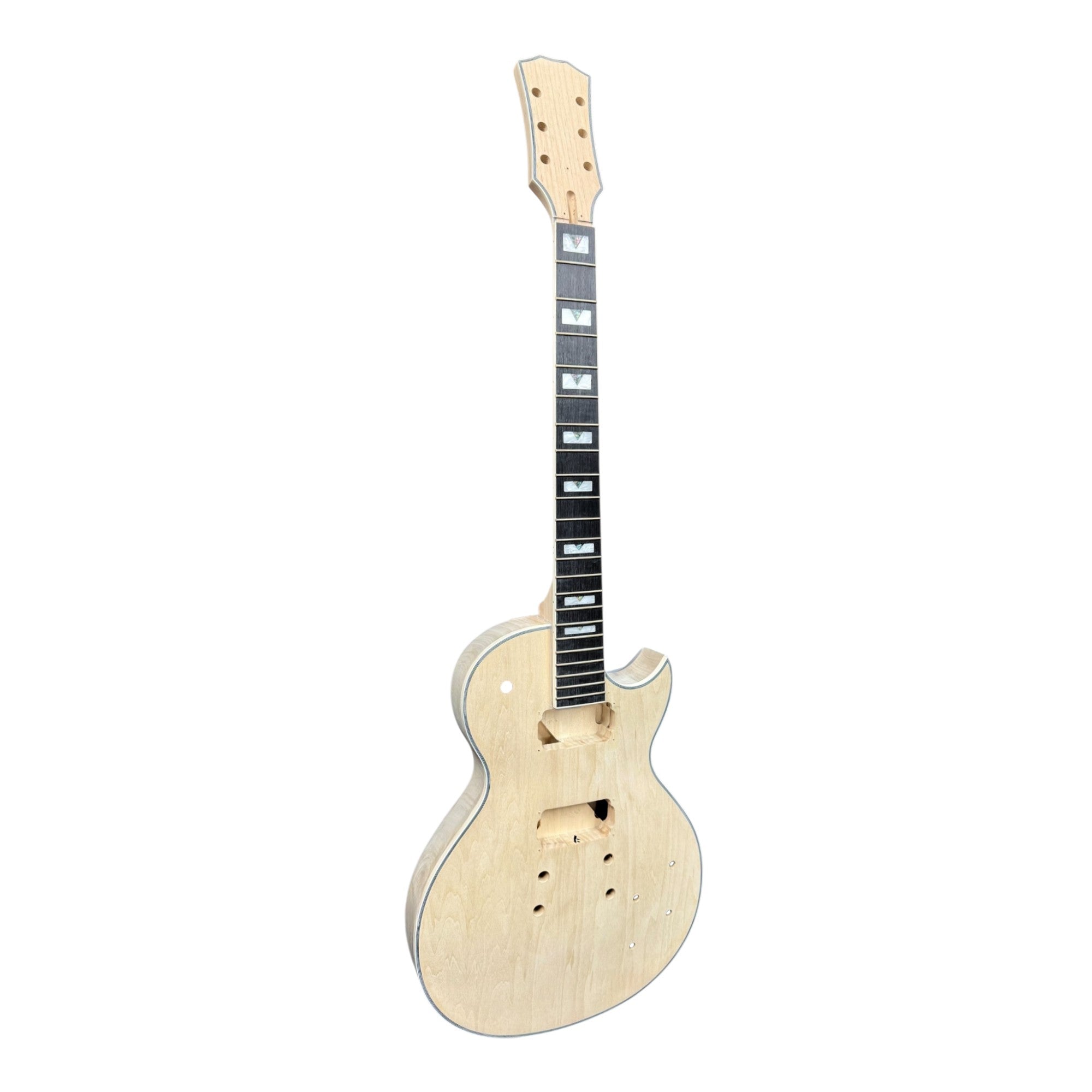 E238DIY Arched Top Solid Basswood Body Maple Set-Neck HLP H-H Electric Guitar DIY Kit - Complete No-Soldering w/ 3-Ply Ivory Trims & Chrome Hardware