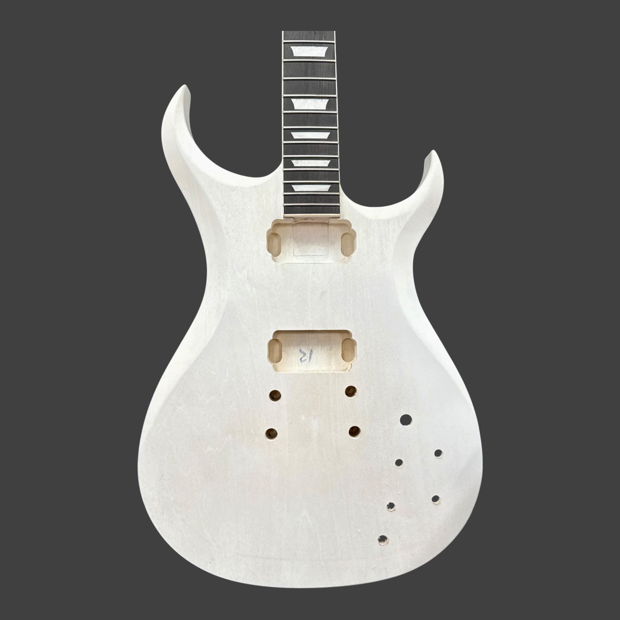 E575DIY White-Primed Poplar Body Set-Neck HGS H-H Electric Guitar DIY Kit - Complete No-Soldering w/ 3-Ply Ebony Trims & Chrome Hardware