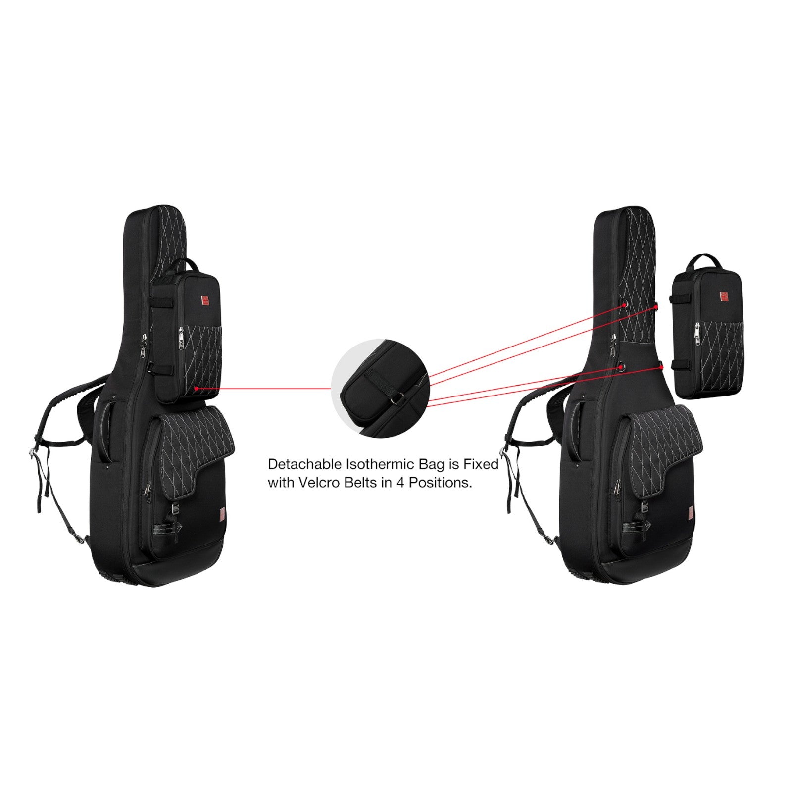 Music Area RB30 30mm Padded Weather-Proof Acoustic Guitar Gig Bag w/ Detachable Isothermic Bag - RB30DABLK