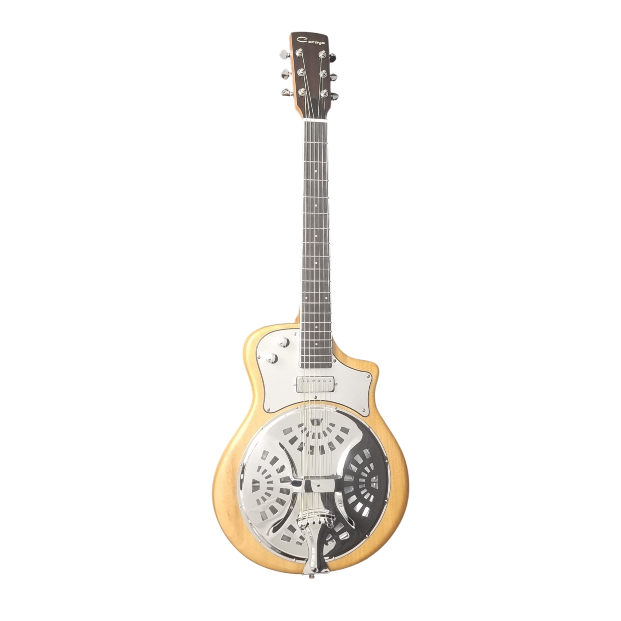 Caraya RE20 Hybrid Resonator Electric-Acoustic Guitar – Paulownia, Satin Natural