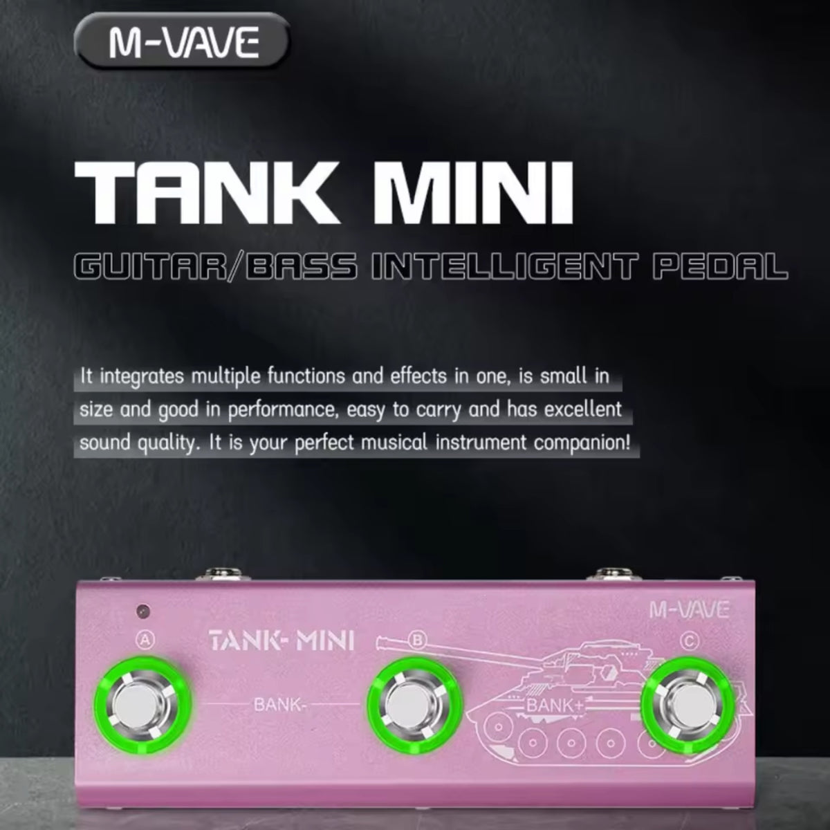 M-VAVE TANKMINI Portable Electric Guitar & Bass Muilt-Effects Processor w/ Amp Modelling & IR Simulation