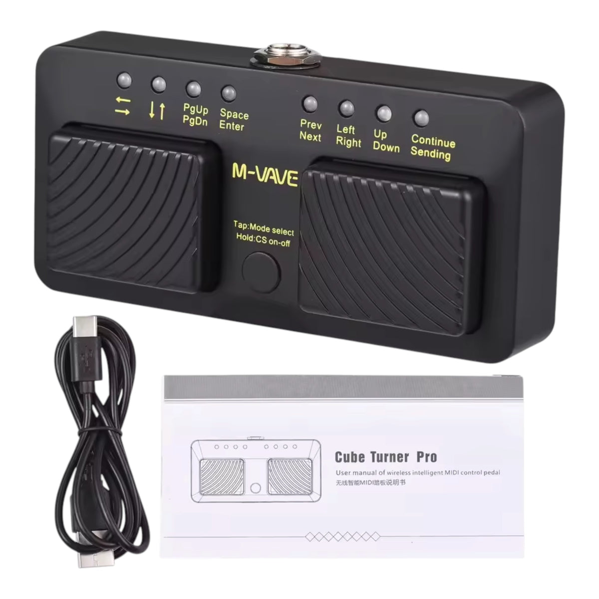 M-VAVE CUBETURNERPRO Wireless Bluetooth 2-Switch Page Turner Foot Pedal w/ 7 Modes & 48-Hour Battery