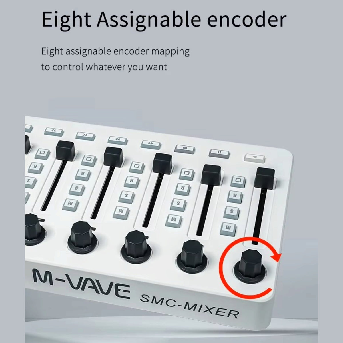 M-VAVE SMCMIXER Wireless DAW MIDI Control Surface w/ 8 Touch-Sensitive Faders, 8 Rotary Encoders & 43 Assignable Buttons
