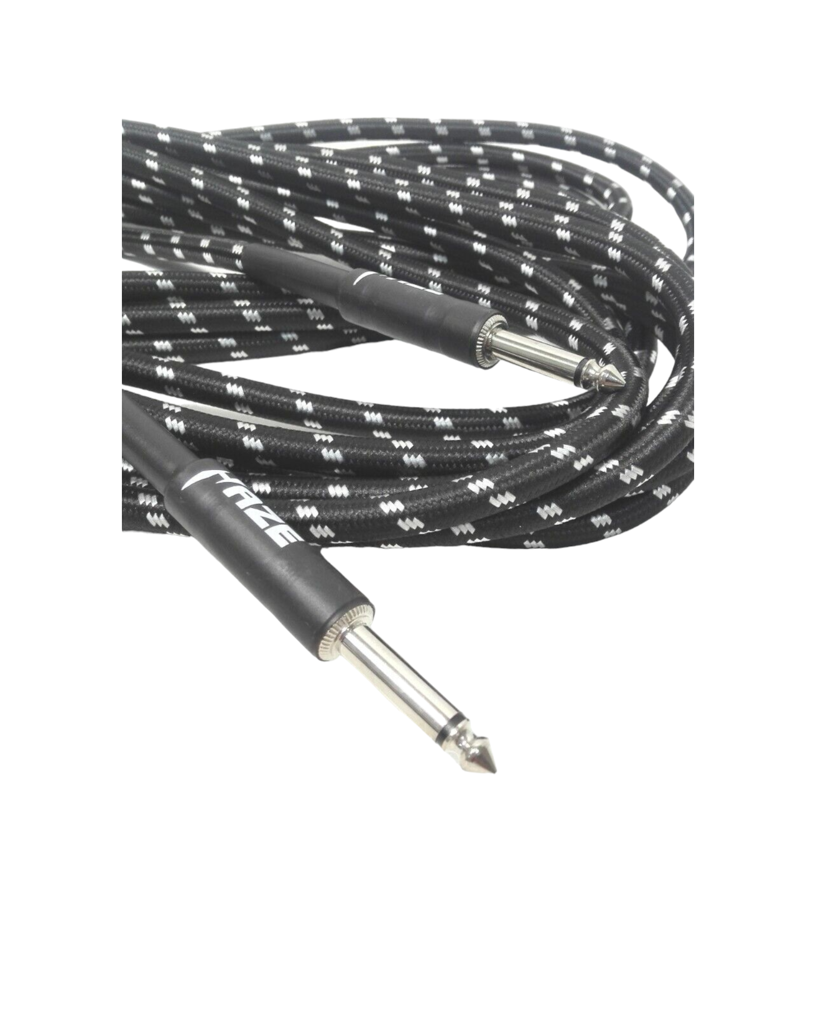 Haze Tour Grade Braided Tweed Guitar/Instrument Cable/Lead,3m,6m,10m,15m Black+Silver SFJJ-001