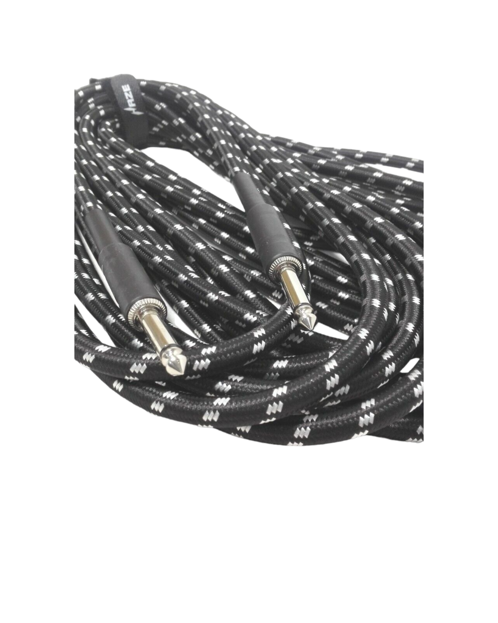 Haze Tour Grade Braided Tweed Guitar/Instrument Cable/Lead,3m,6m,10m,15m Black+Silver SFJJ-001