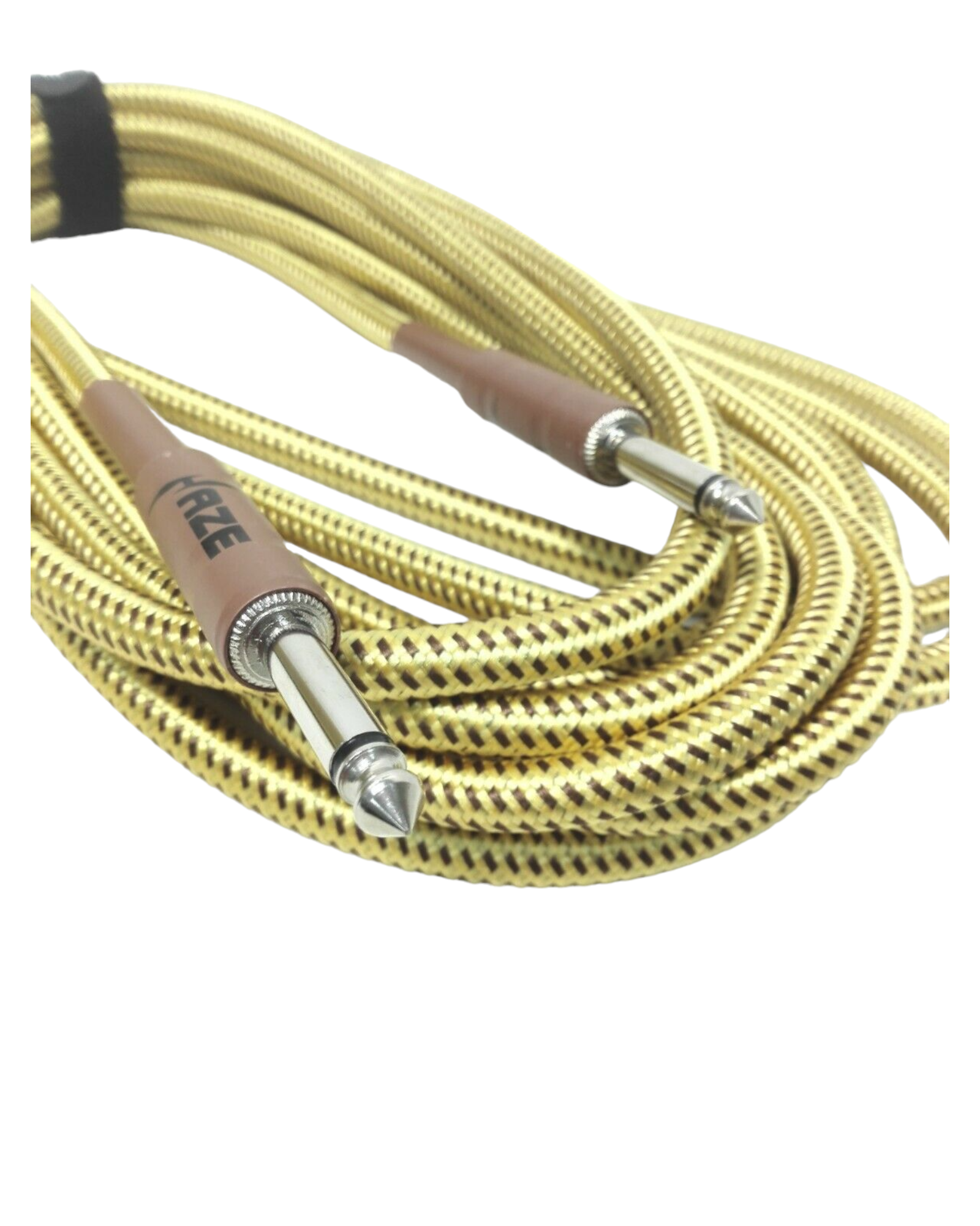 Haze Tour Grade Braided Tweed Guitar/Instrument Cable/Lead,3m,6m,10m,15m Yellow+Brown SFJJ-001