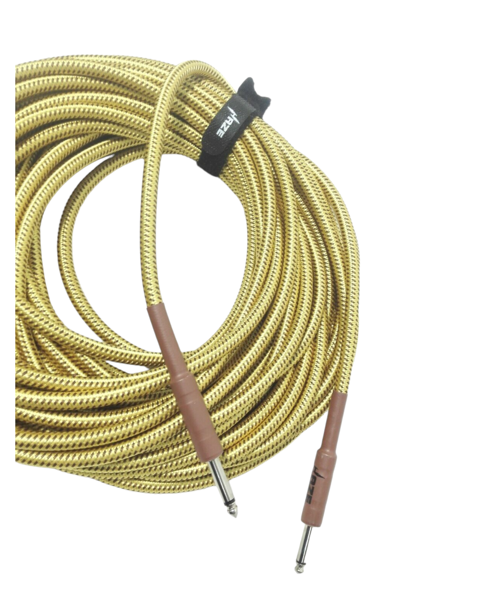 Haze Tour Grade Braided Tweed Guitar/Instrument Cable/Lead,3m,6m,10m,15m Yellow+Brown SFJJ-001
