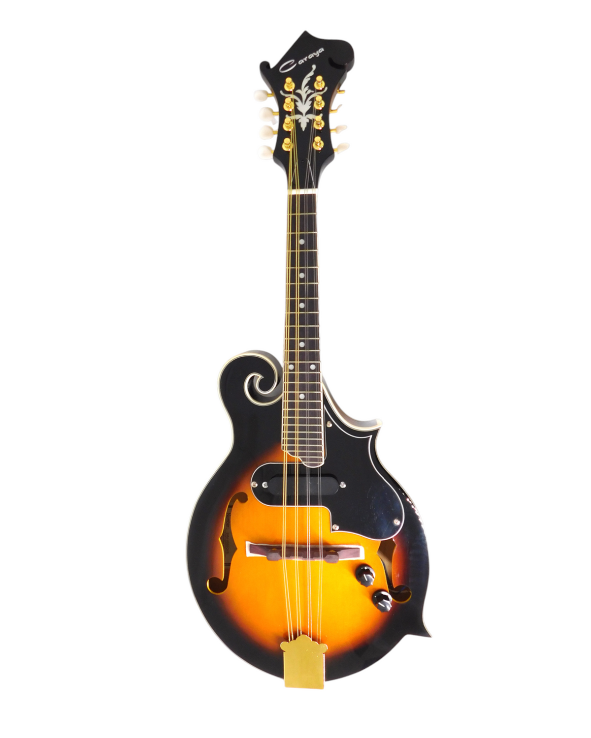 (PREORDER: EST. NOV 2026) Caraya Solid Spruce Top F-Style Acoustic-Electric Mandolin in Sunburst w/ Accessories & Lockable Hardcase (Optional) - SMA008EQVS