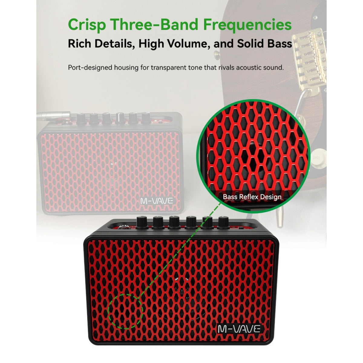 M-VAVE SP100 Portable Rechargable 10W Electric Guitar Amplifier w/ 9 Tones, 6 Effects & Bluetooth